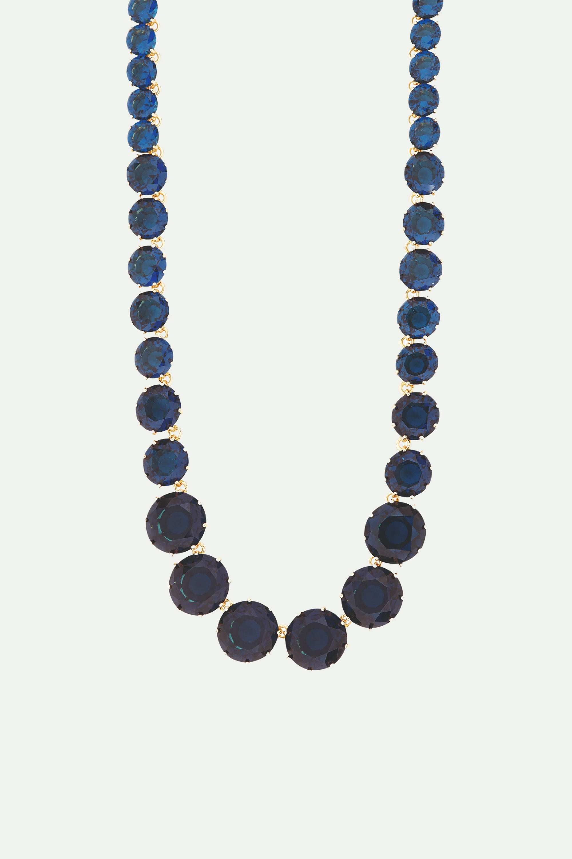 Ocean blue diamantine multiple round stone long necklace