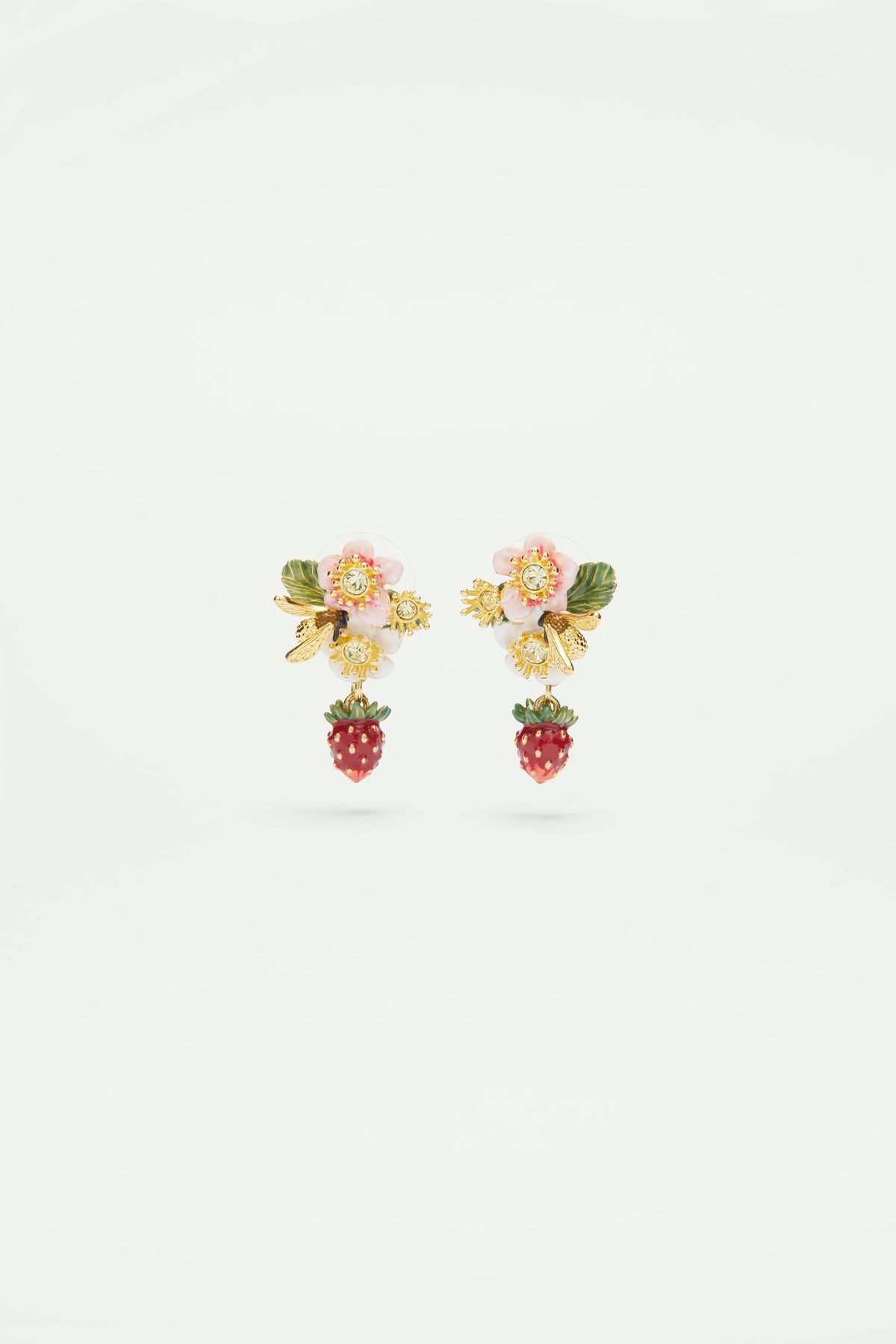 Wild strawberry and strawberry flower earrings