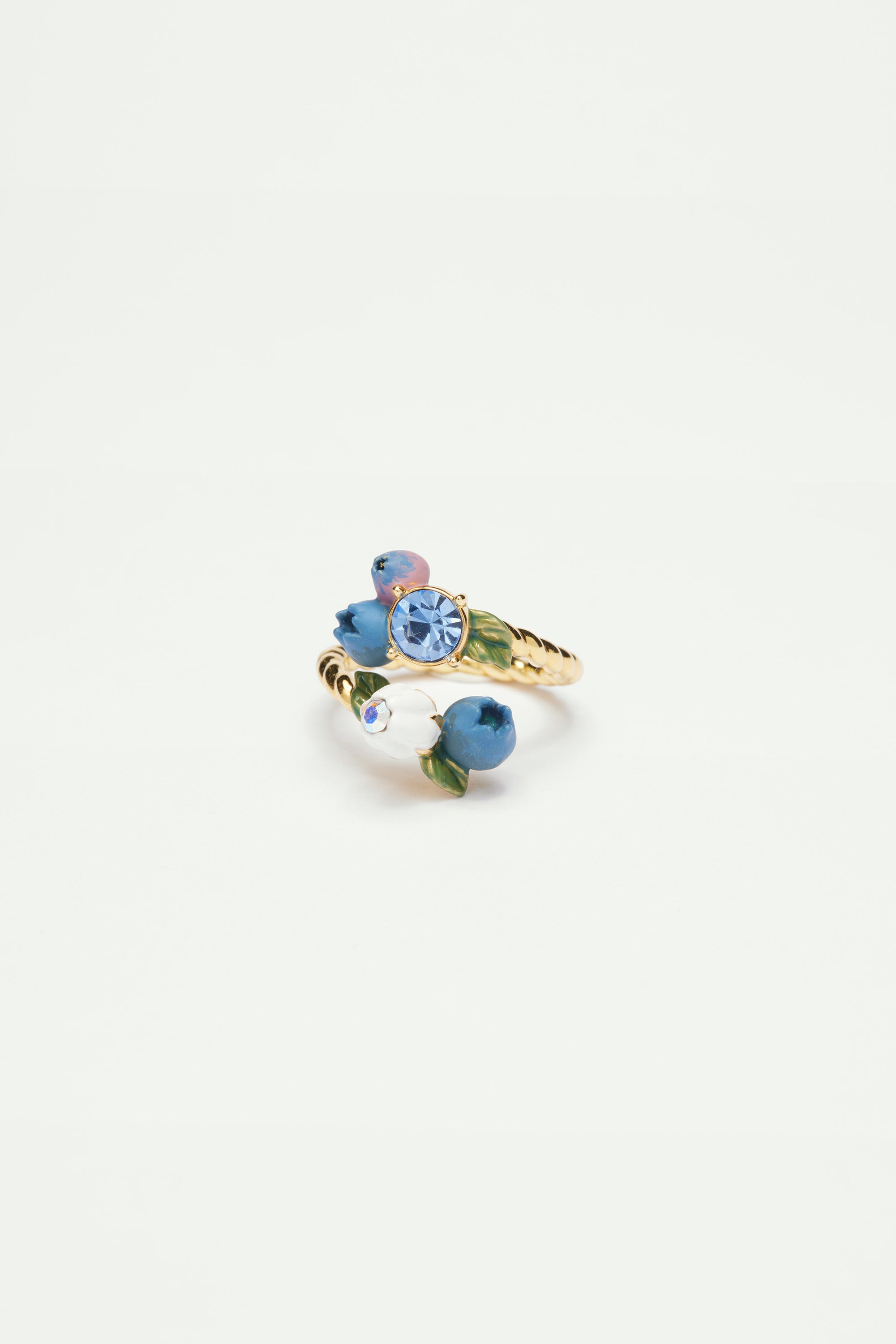 Blueberry and round stone adjustable ring