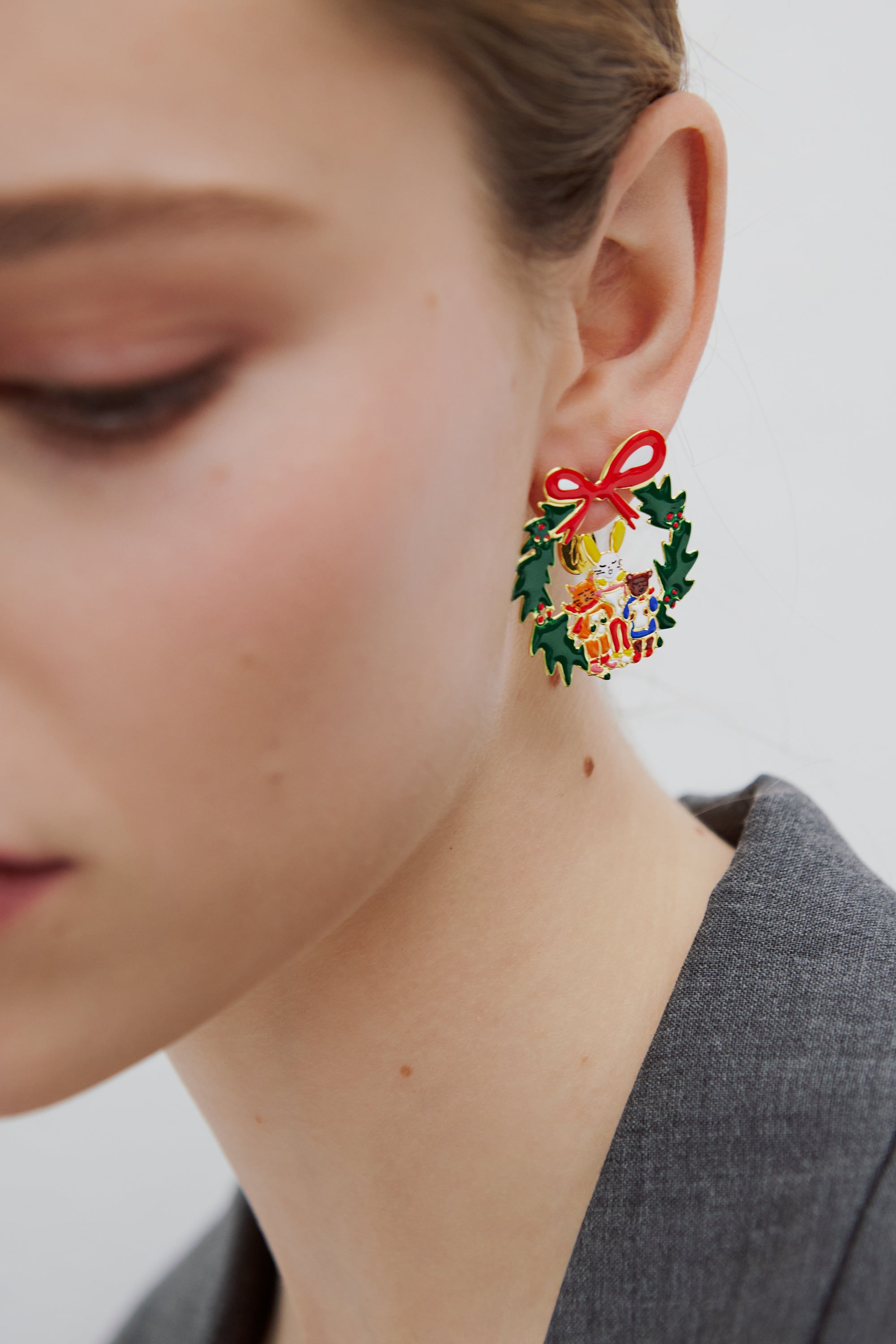 Boucles d'oreilles couronne et chorale de noël