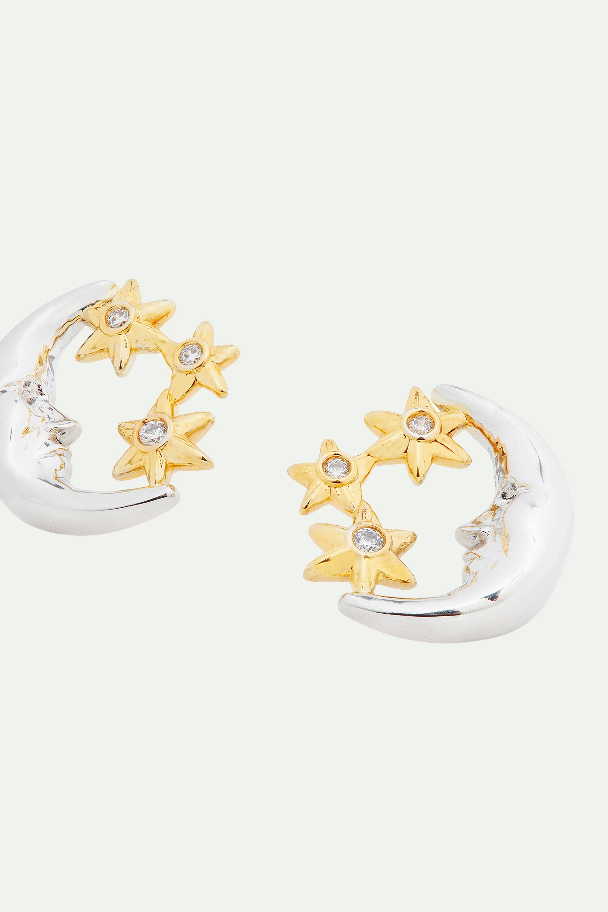 Moon and star post earrings