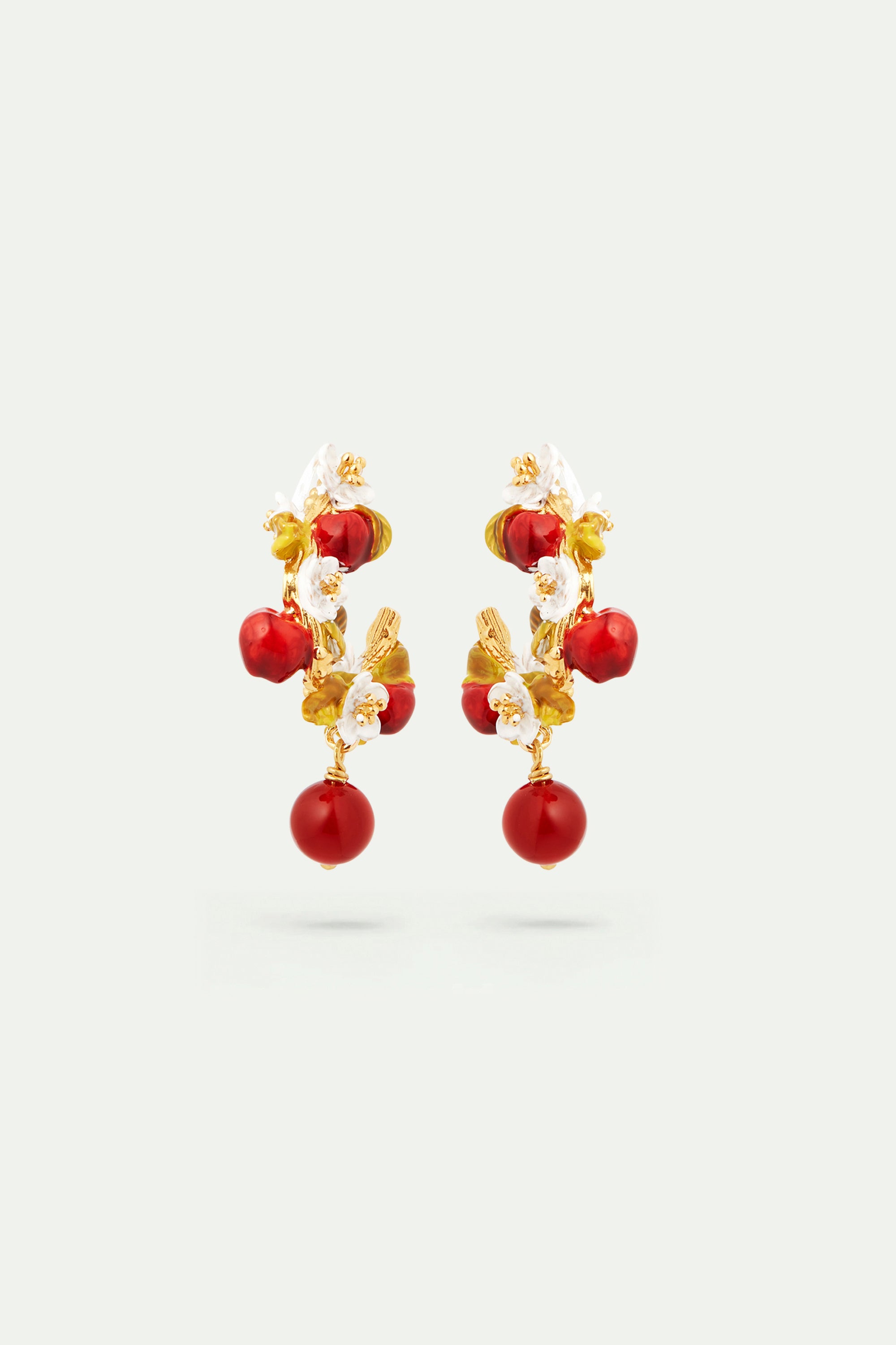 Boucles d'oreilles créoles pommes et fleurs de pommier
