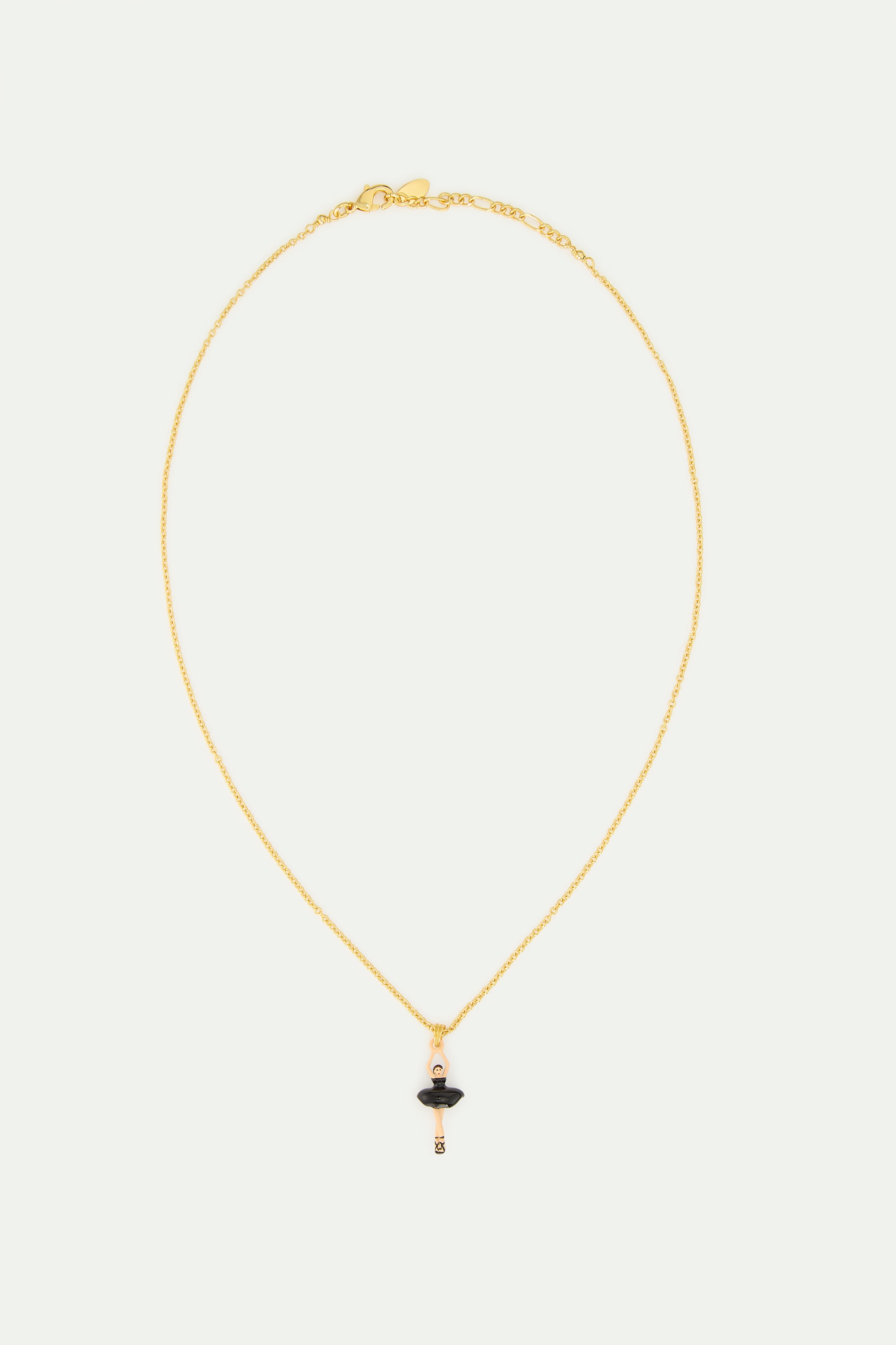 Collar colgante bailarina, tutú negro y perla cultivada