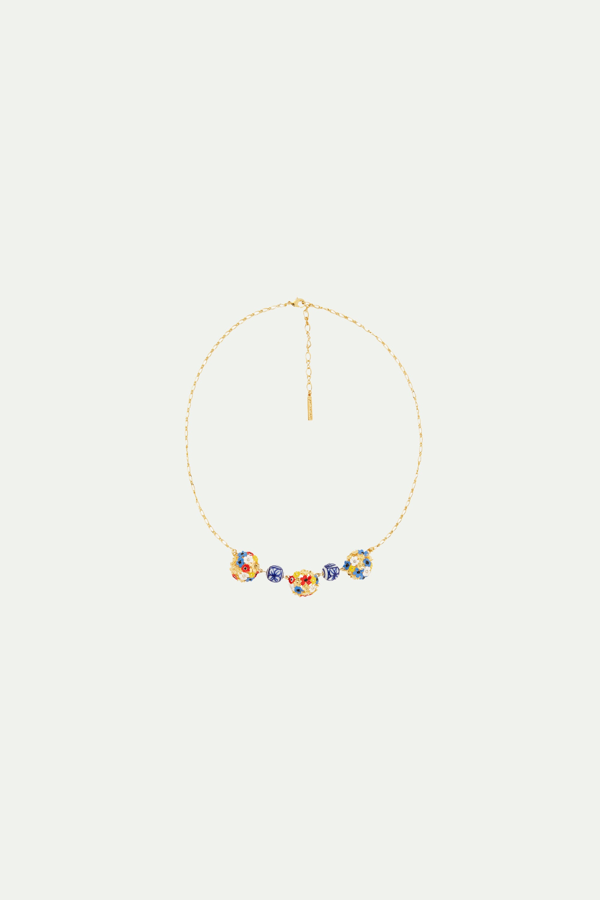 Flower bouquet and ceramic bead statement necklace