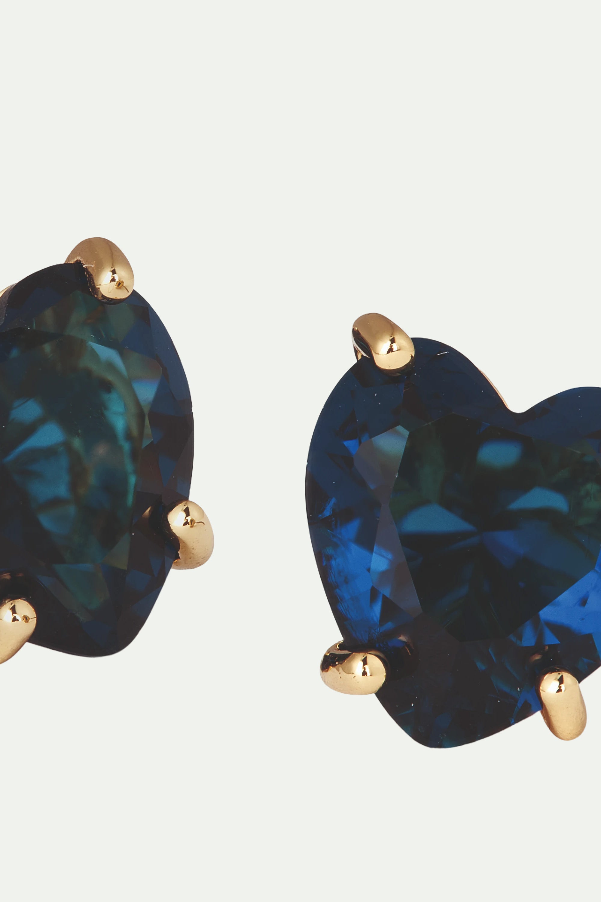 Ocean blue heart-shaped stone sleeper earrings