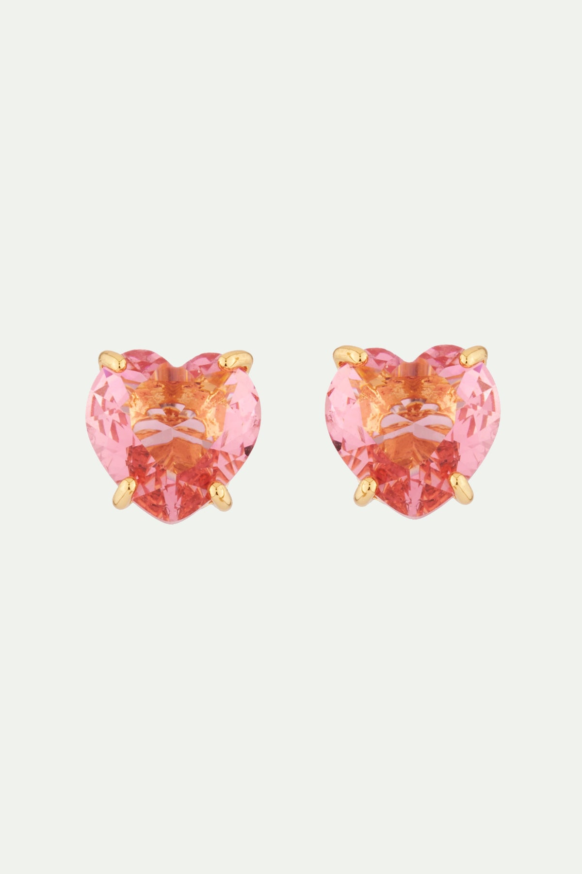 Boucles d'oreilles tiges pierre cœur rose pêche la diamantine multicolore