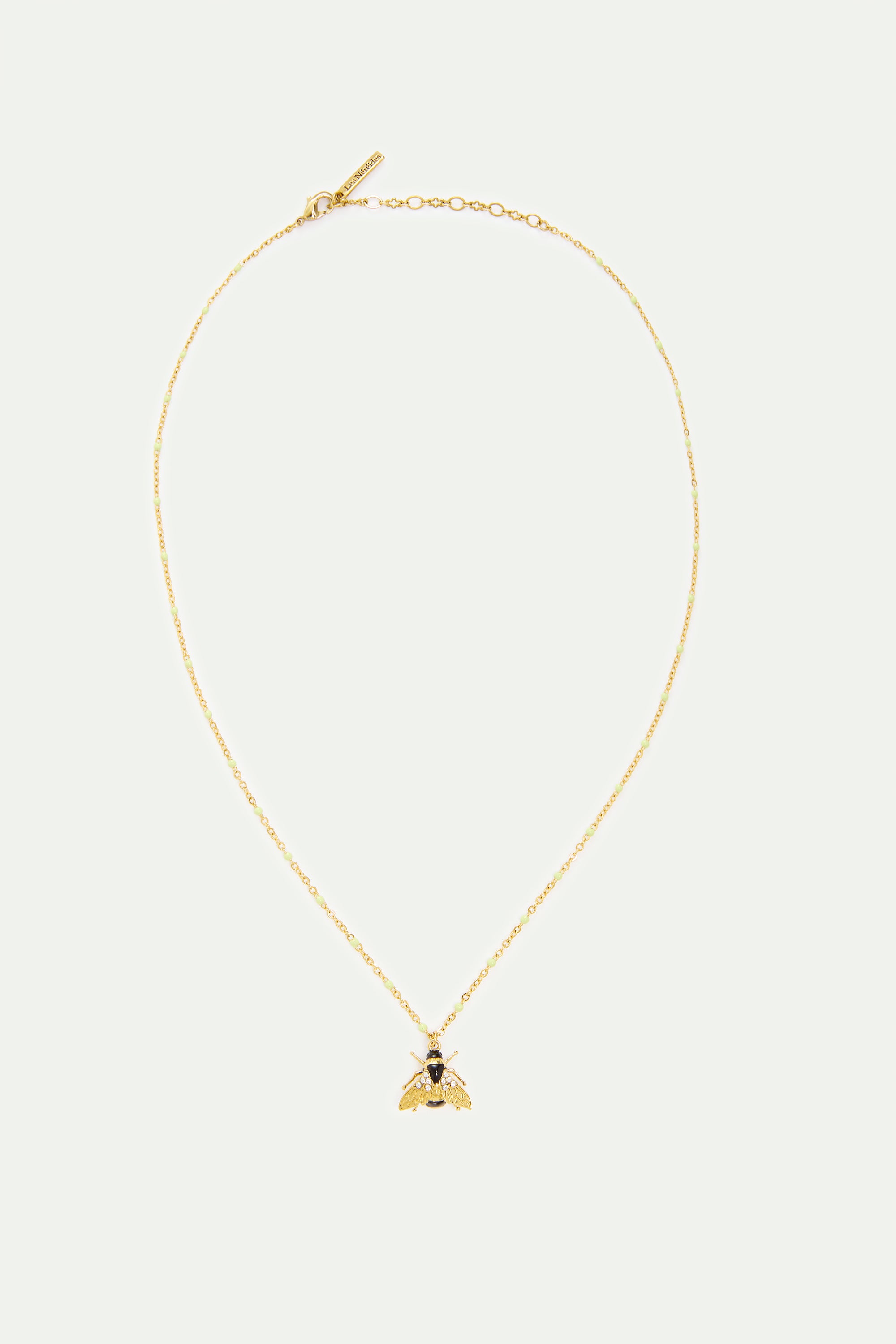 Collier pendentif abeille dorée et cristaux