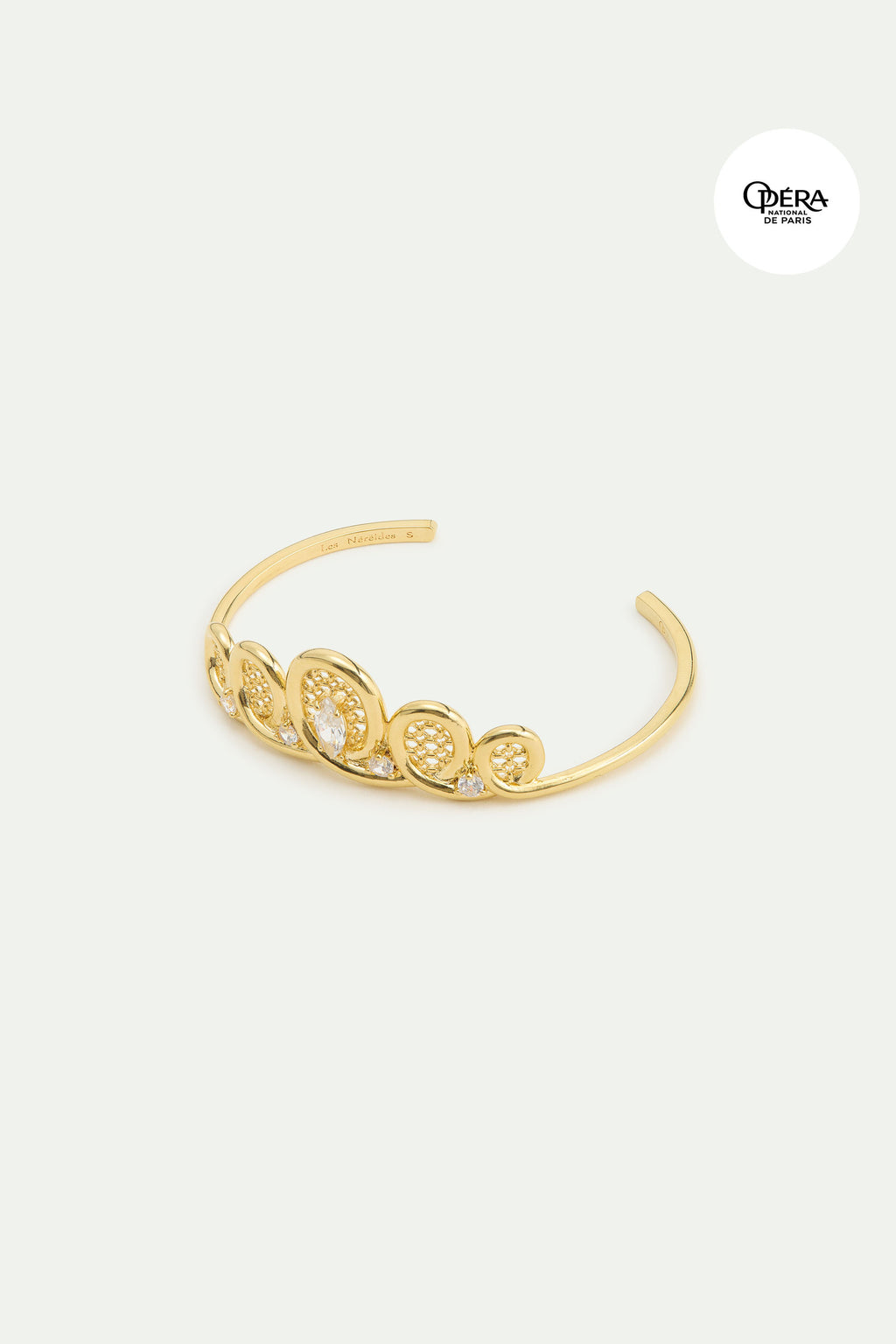 Golden filigree tiara cuff bracelet with crystals