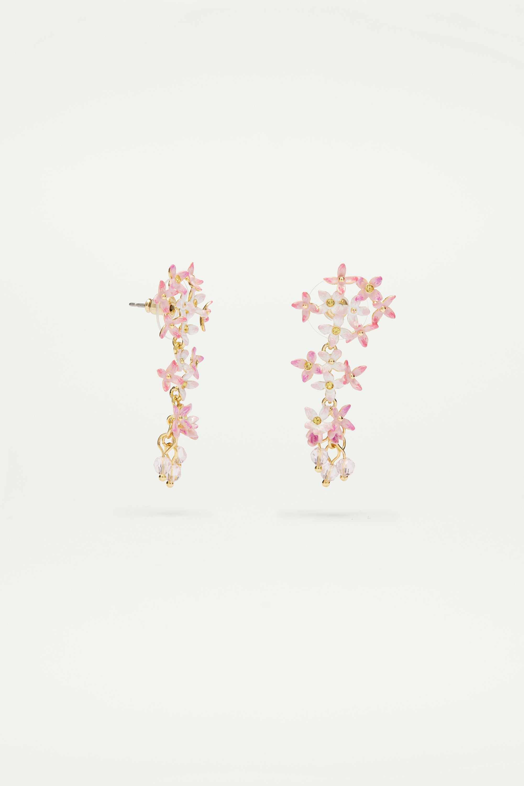 Lilac flower dangling post earrings