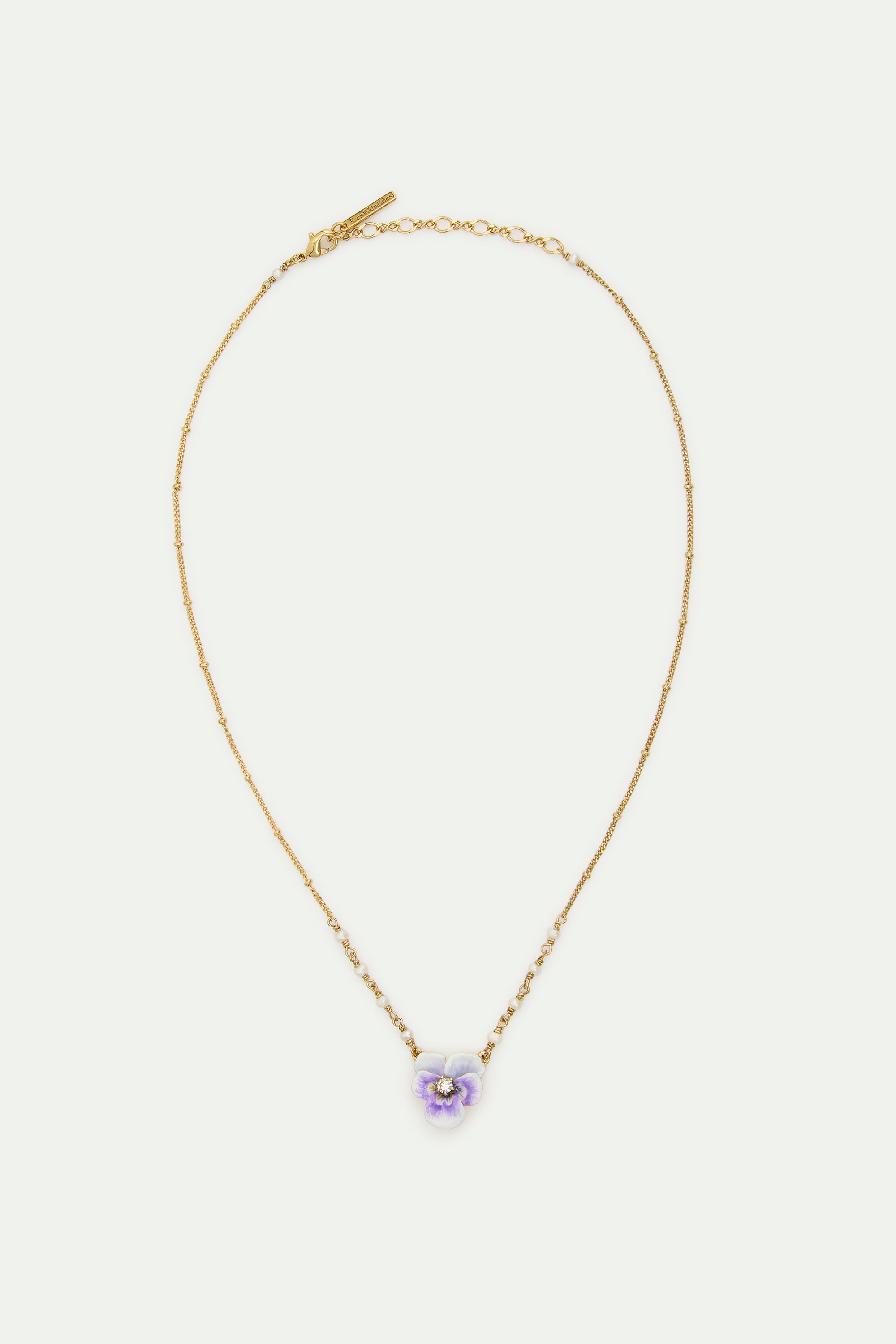 Collier pendentif pensée violette et cristal taillé