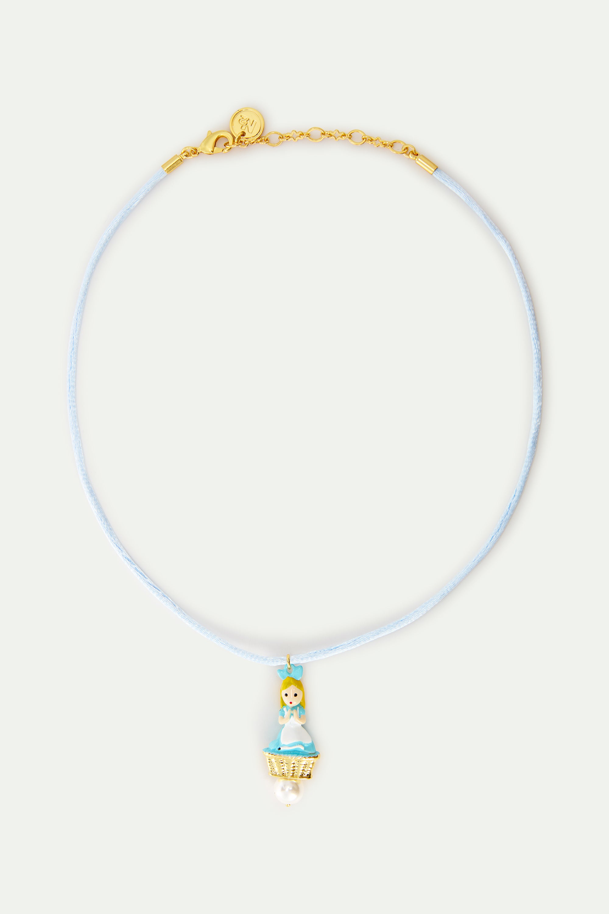 Collier pendentif bleu Alice et perle fantaisie