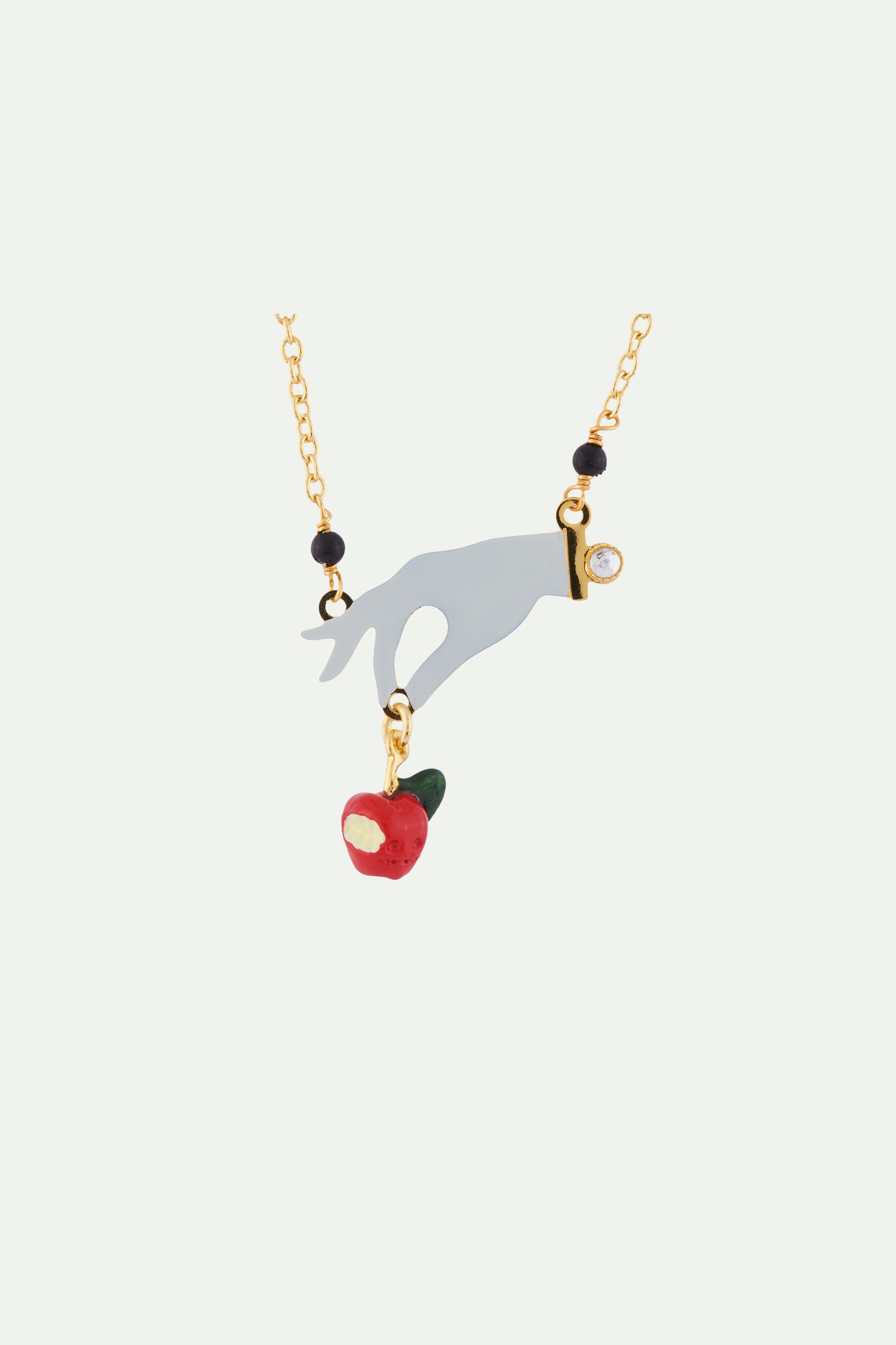 Hand and posoin apple necklace