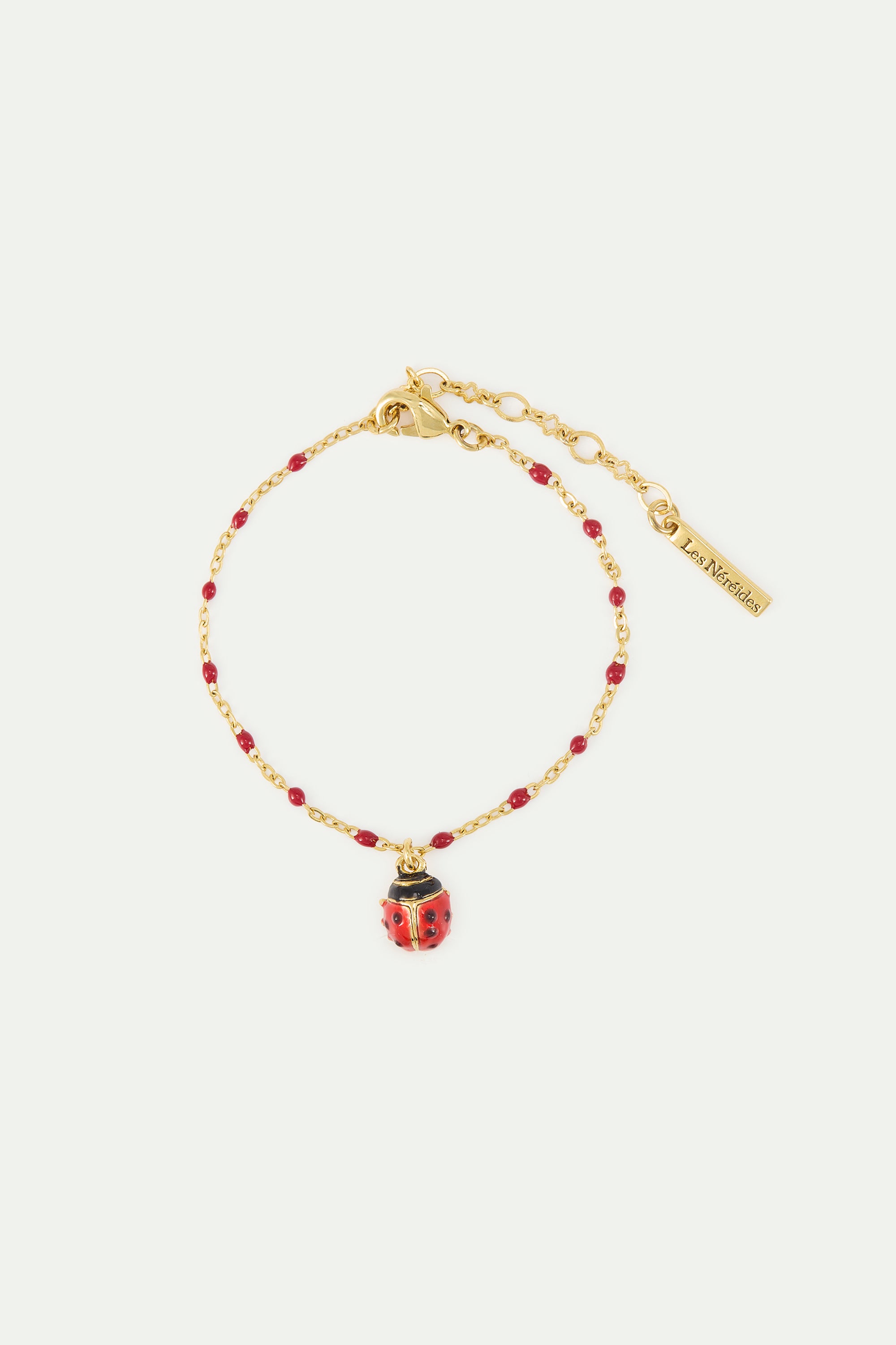 Pulsera fina mariquita roja y negra