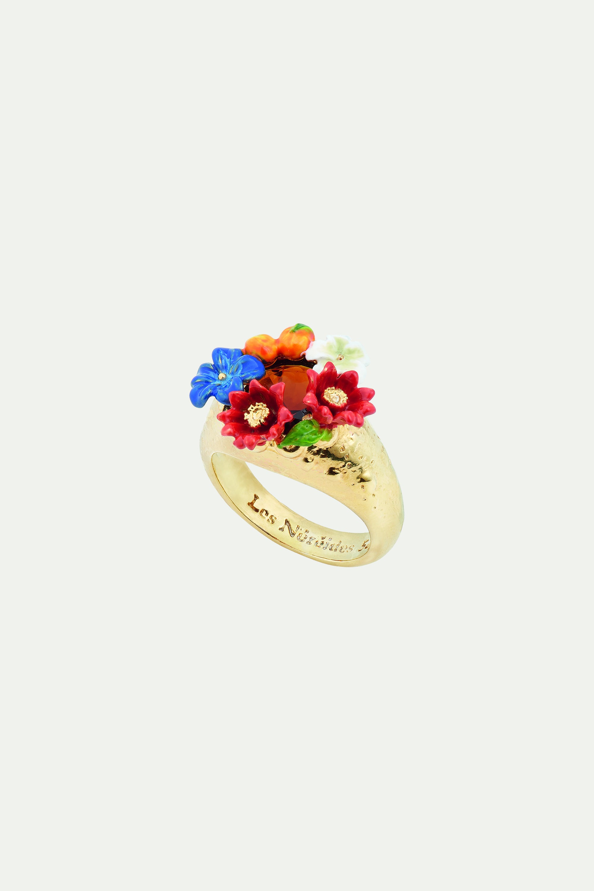 Anillo cocktail flores y clementinas