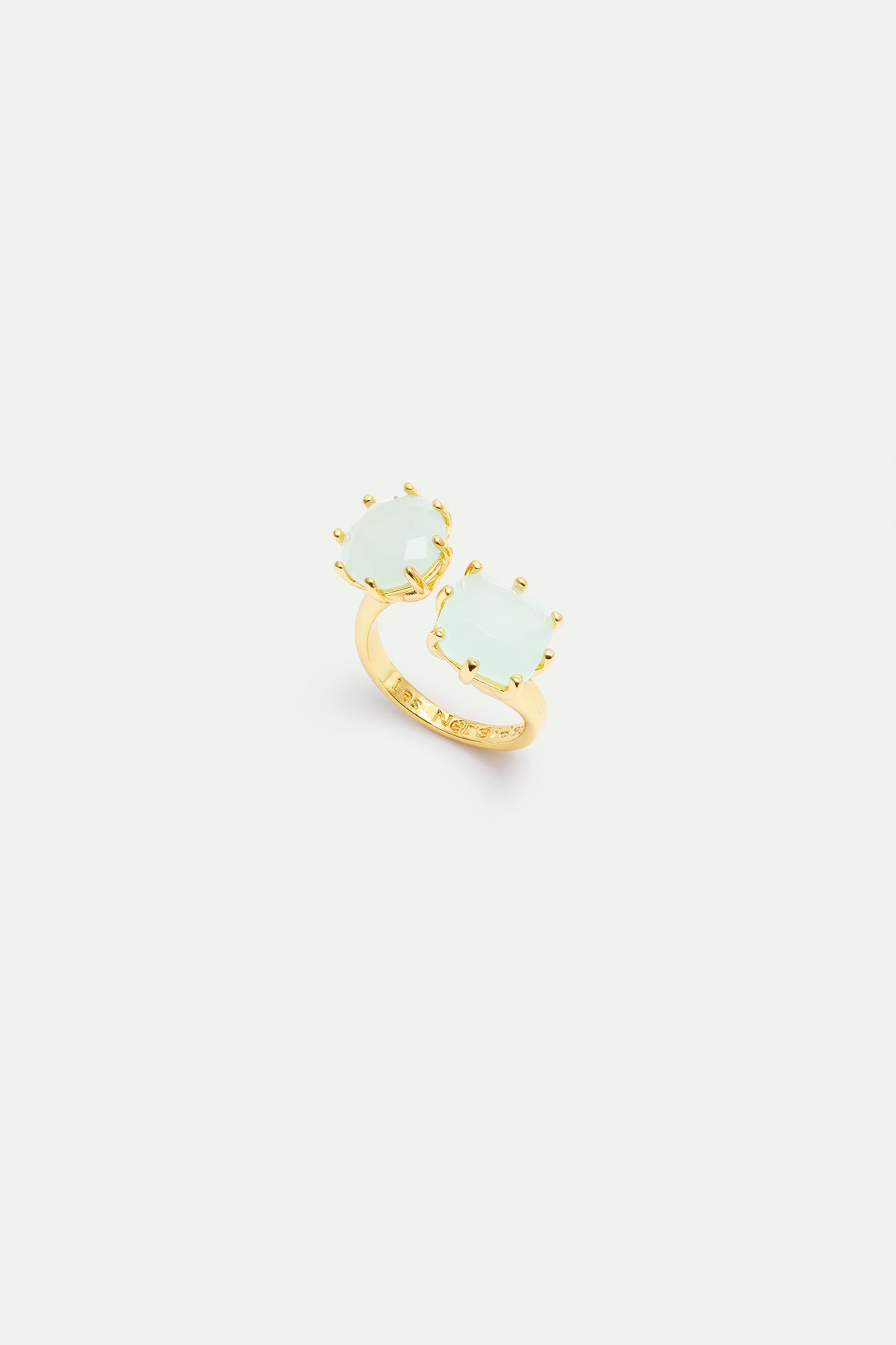 Bague ajustable deux pierres la Diamantine Vert d'eau