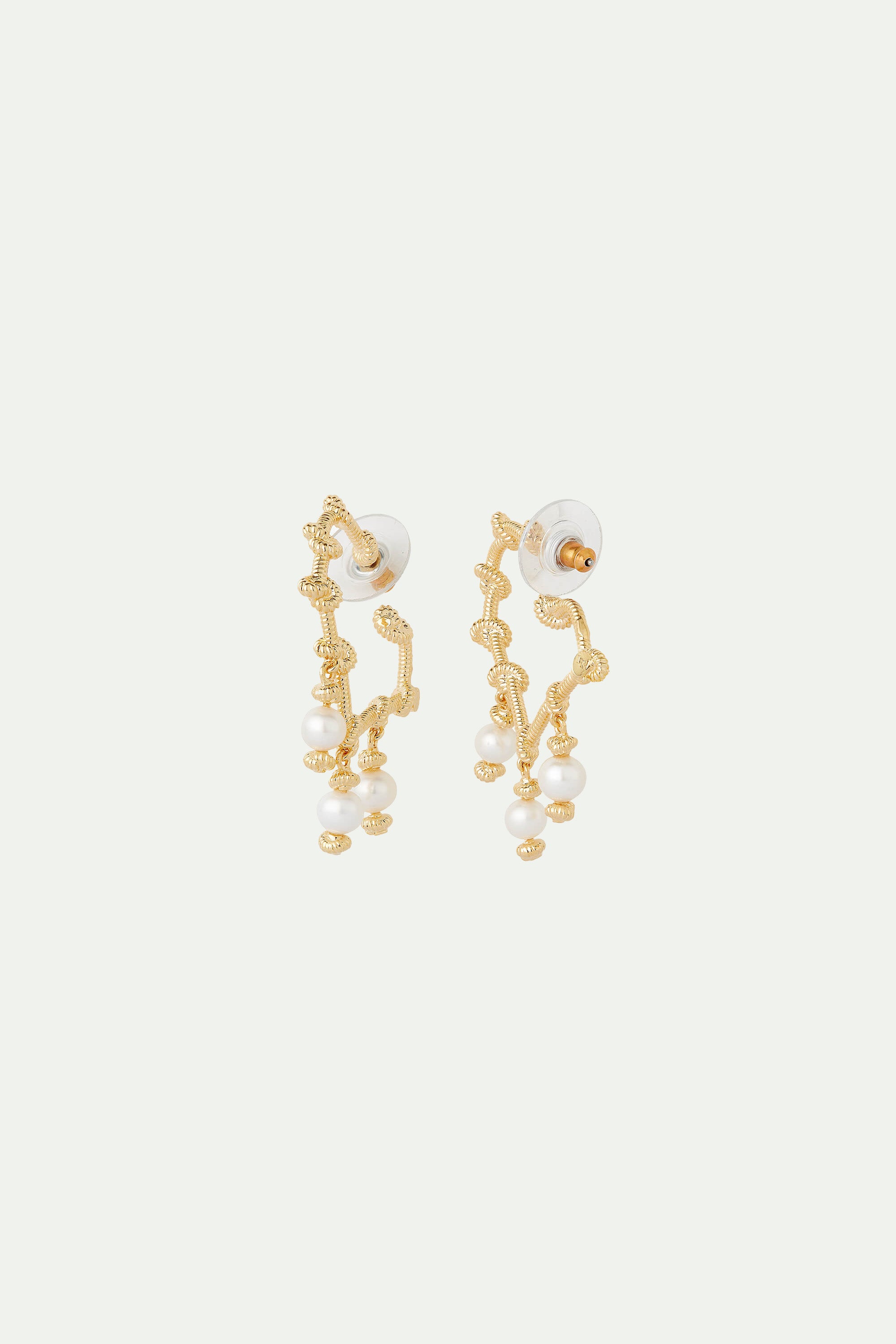 Pendientes criollas nudos marinos y perlas blancas