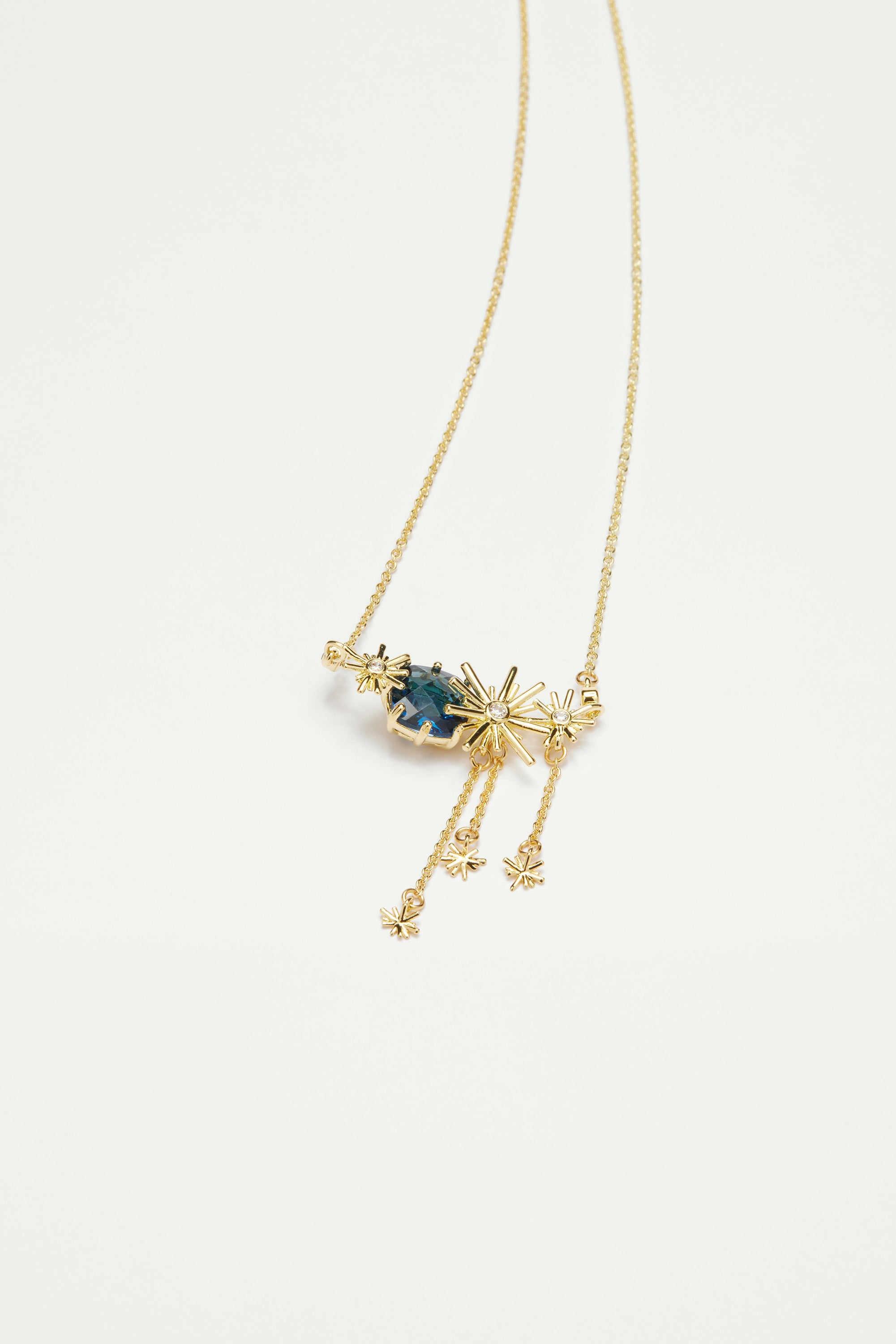 Gold stars and blue stone statement necklace