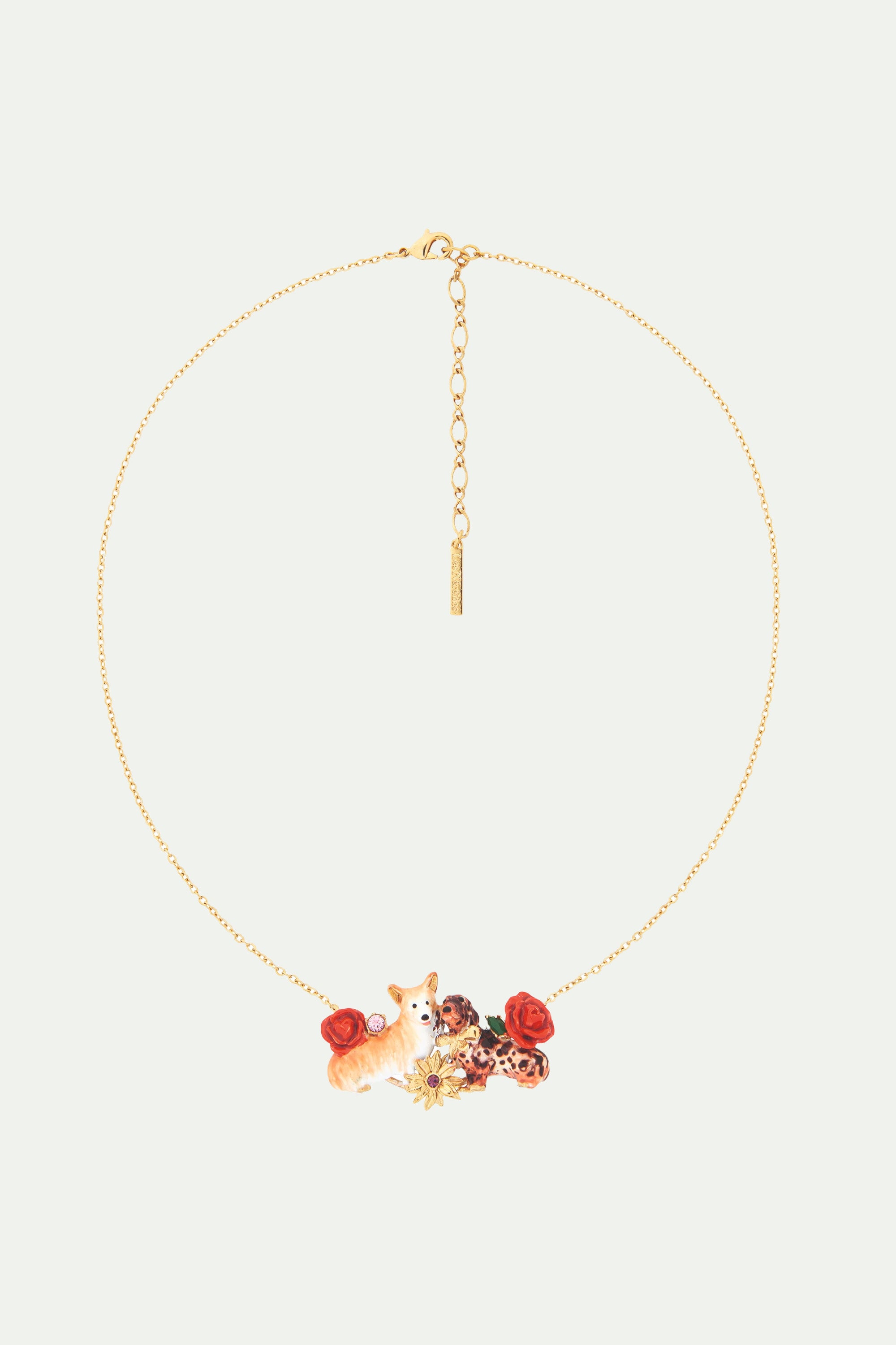 Corgi, dachshund and flower statement necklace
