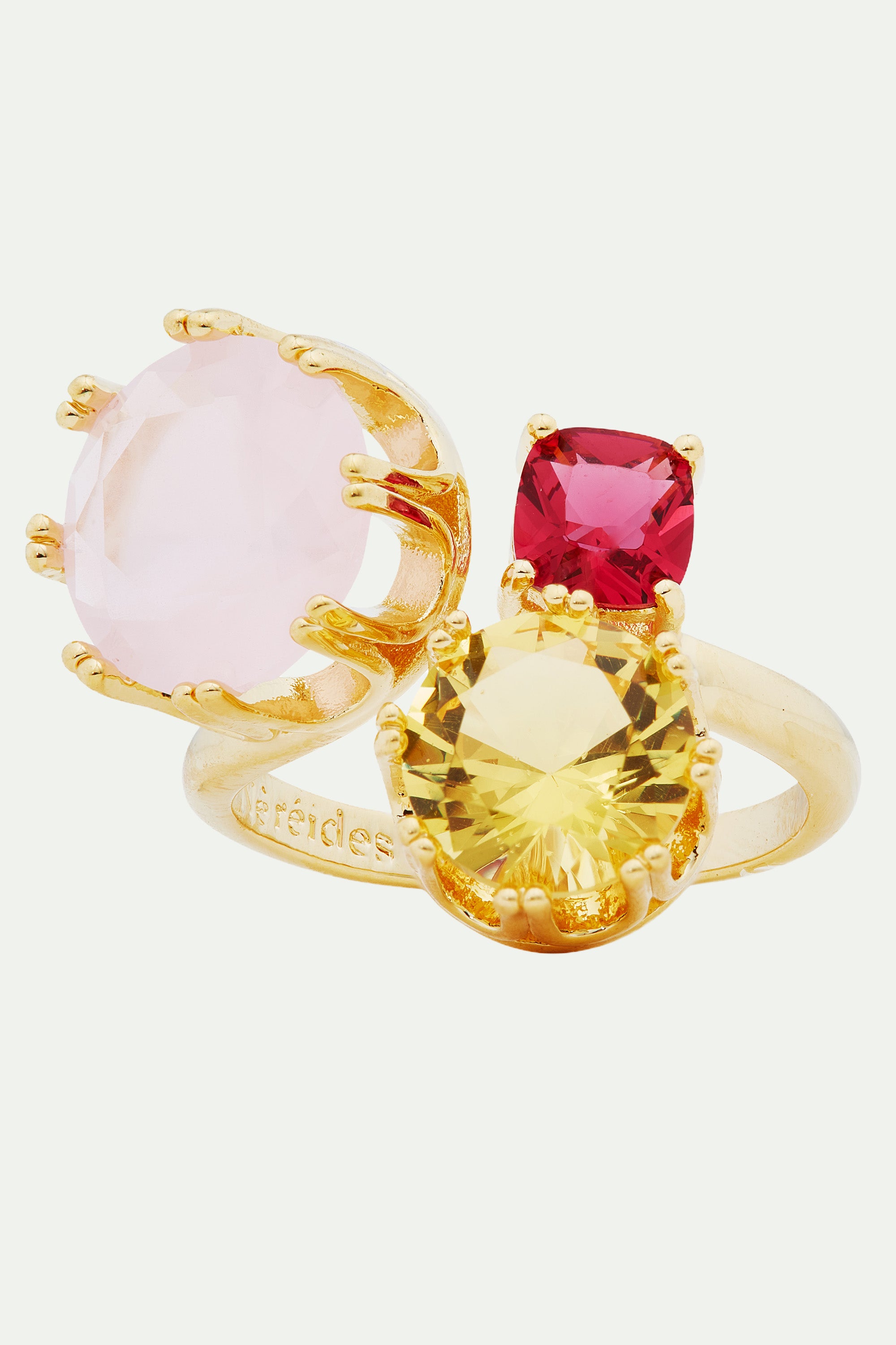 Pink and yellow stones you and me ajustable ring