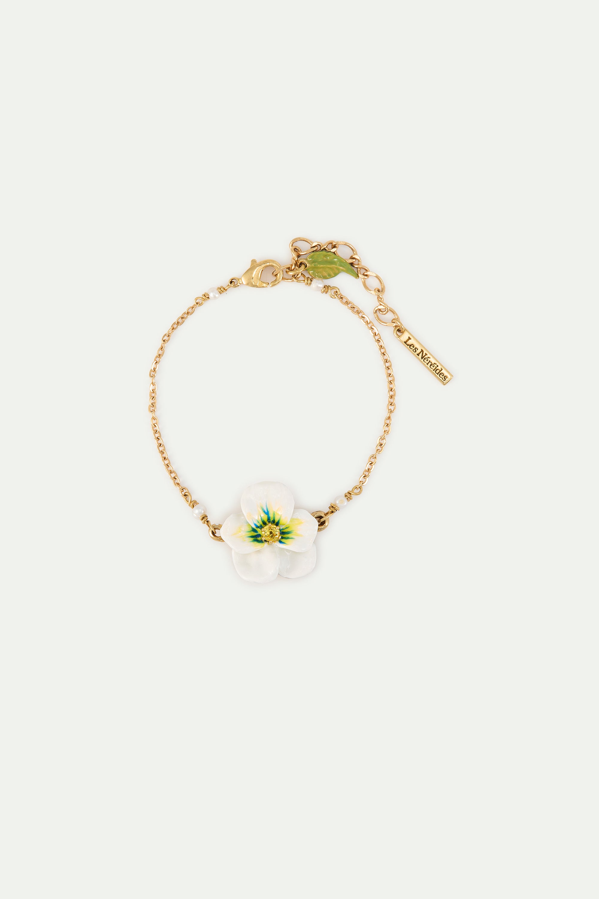 Bracelet fin pensée blanche et cristal taillé