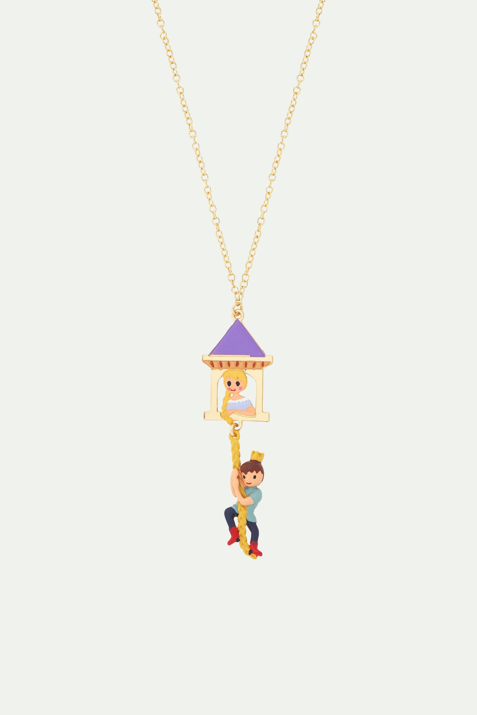 Enchanted hair princess and prince pendant necklace