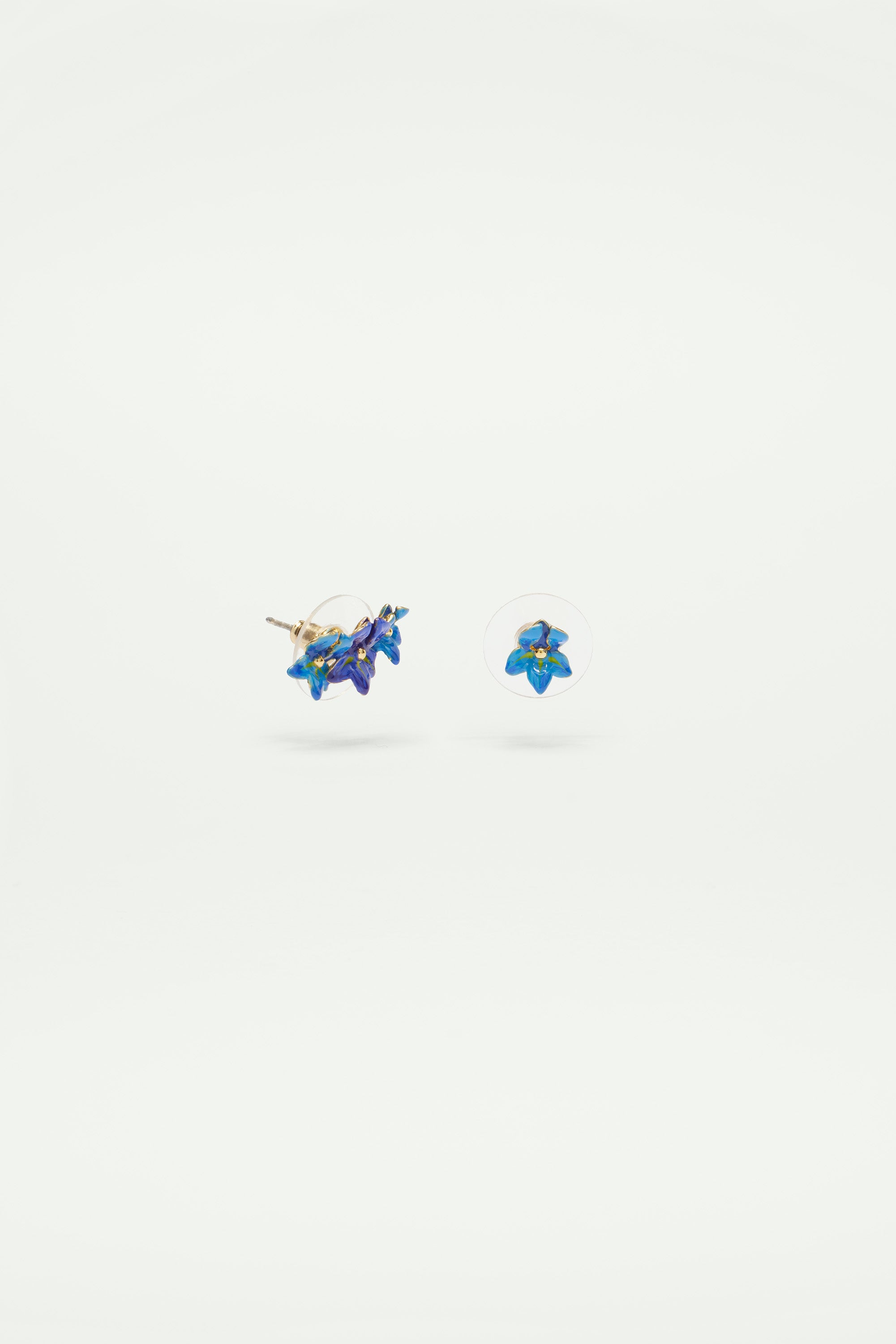 Boucles d'oreilles puces asymétriques Iris de Sibérie