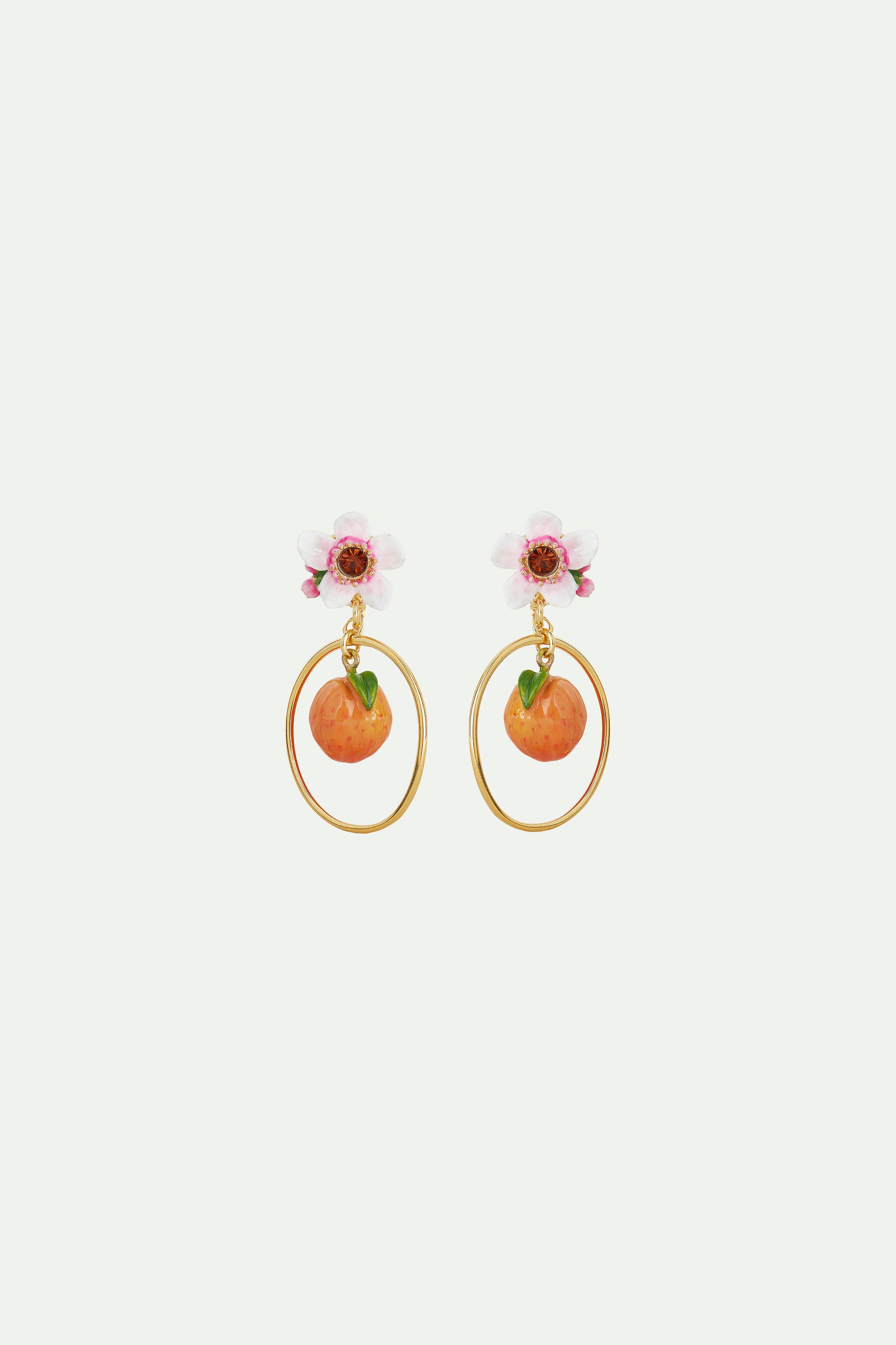 Boucles d'oreilles tiges créoles abricot et fleur