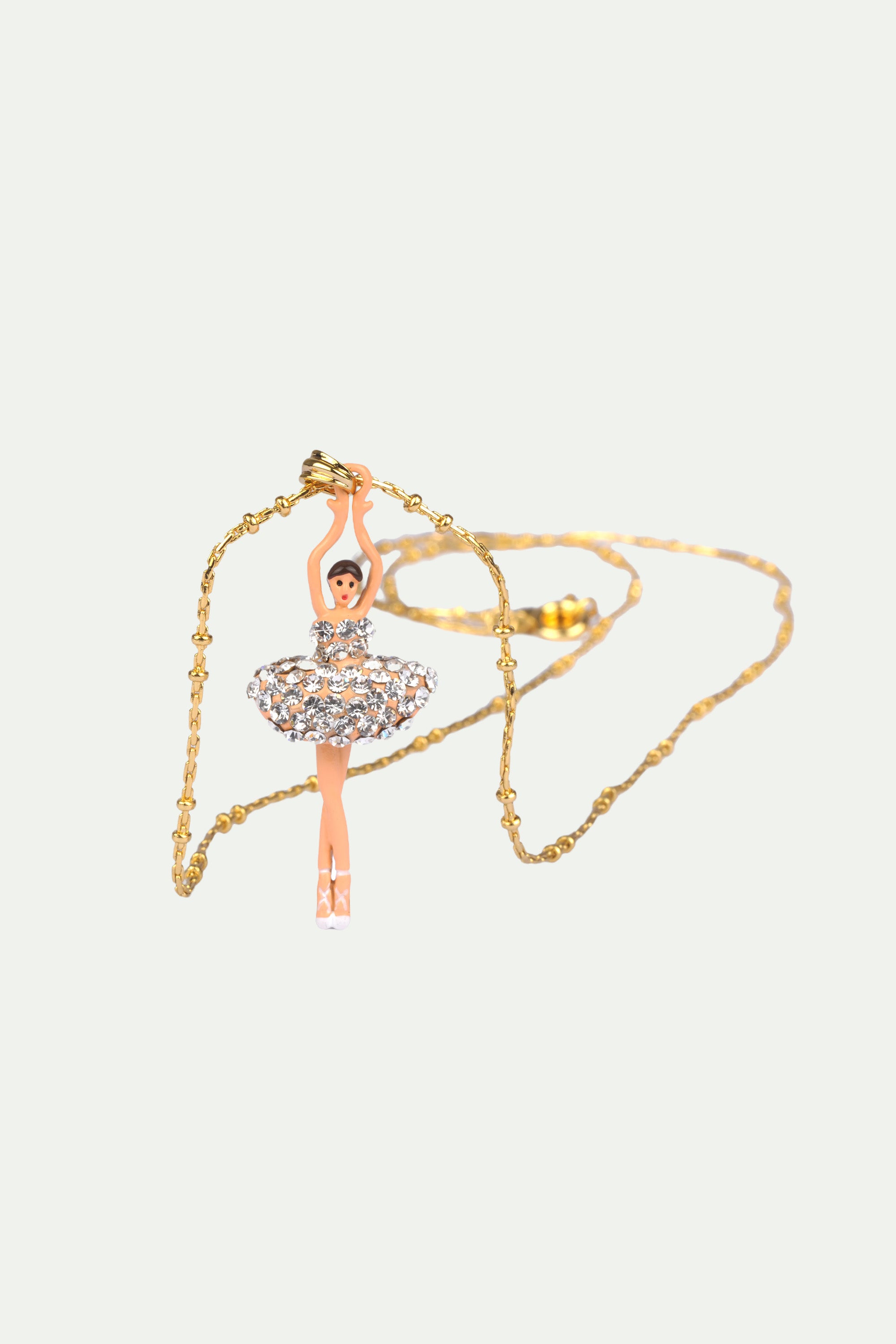 Pendant necklace with crystal toe-dancing ballerina