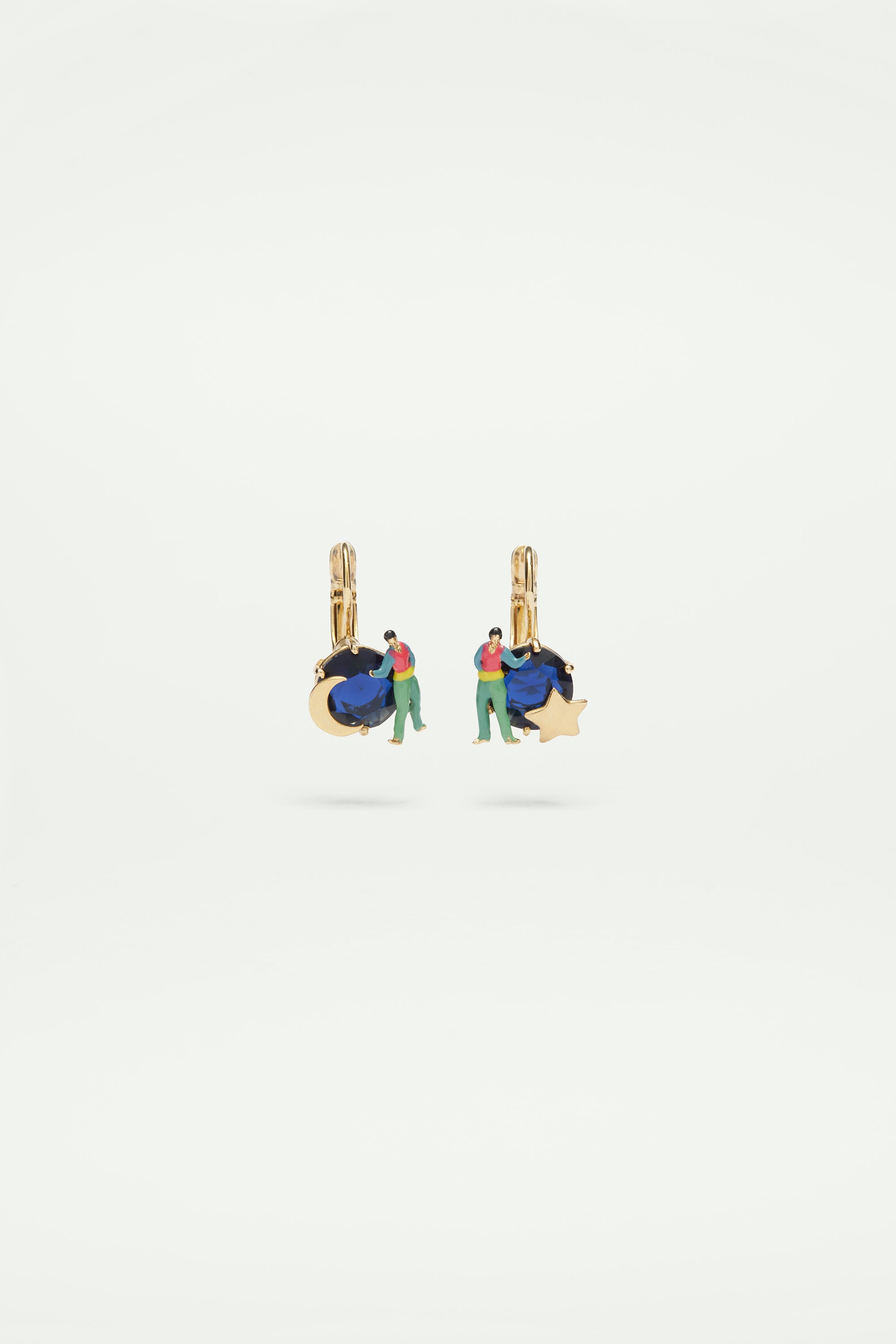 Cut glass stone asymmetrical sleeper earrings