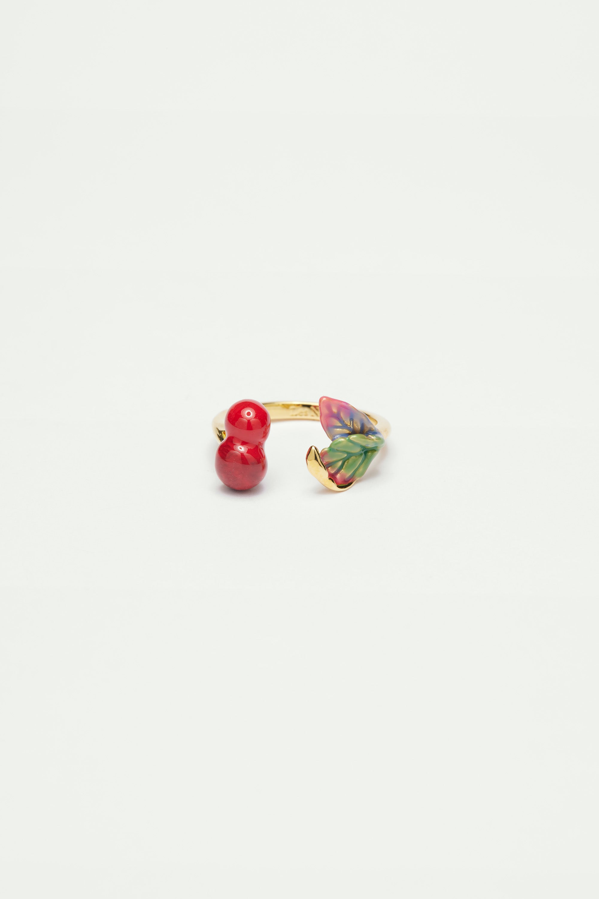 Cherries and Leaves Adjustable Ring