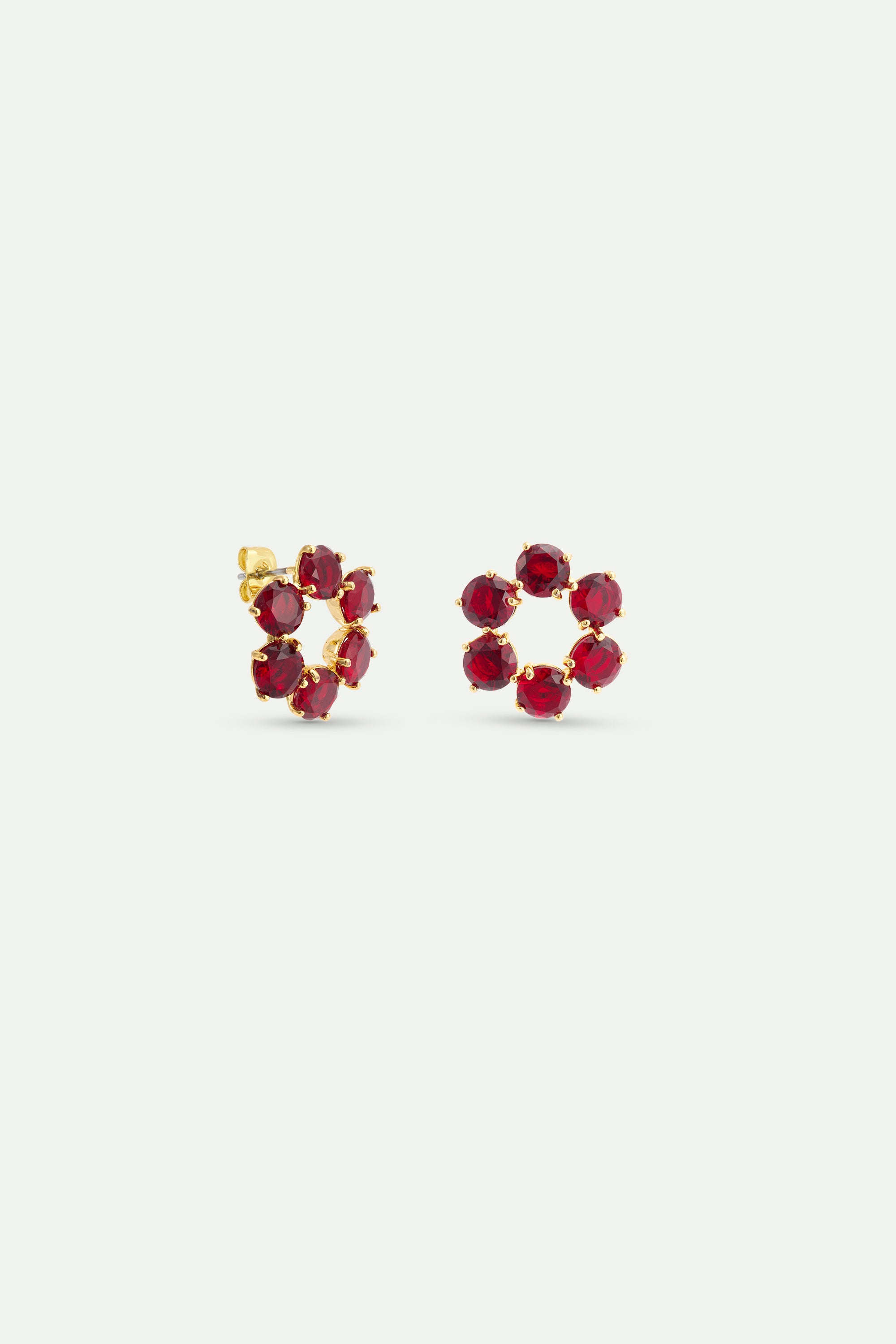 Boucles d'oreilles six pierres Rouge Grenat