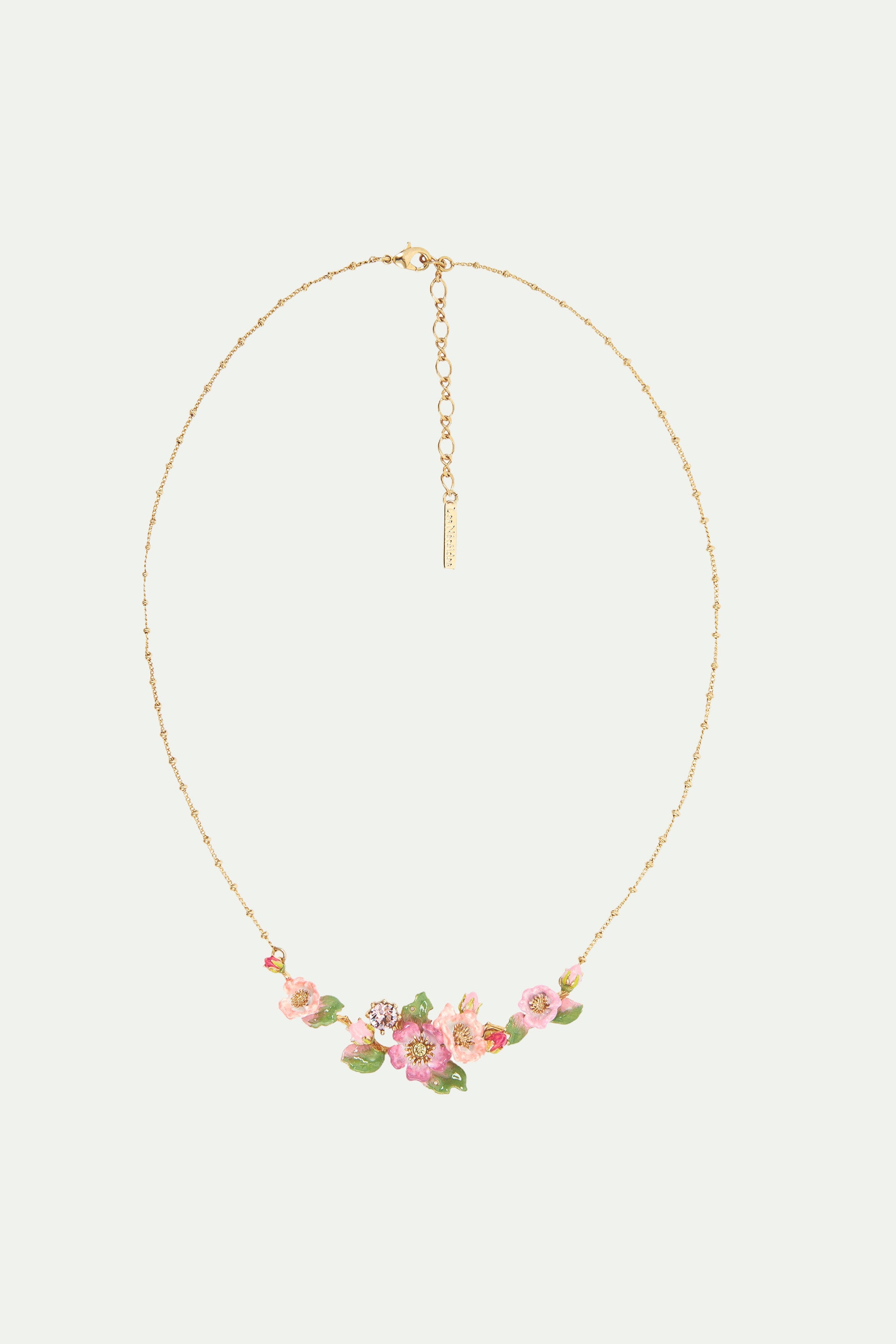 Wild rose and rosebush leaf statement necklace