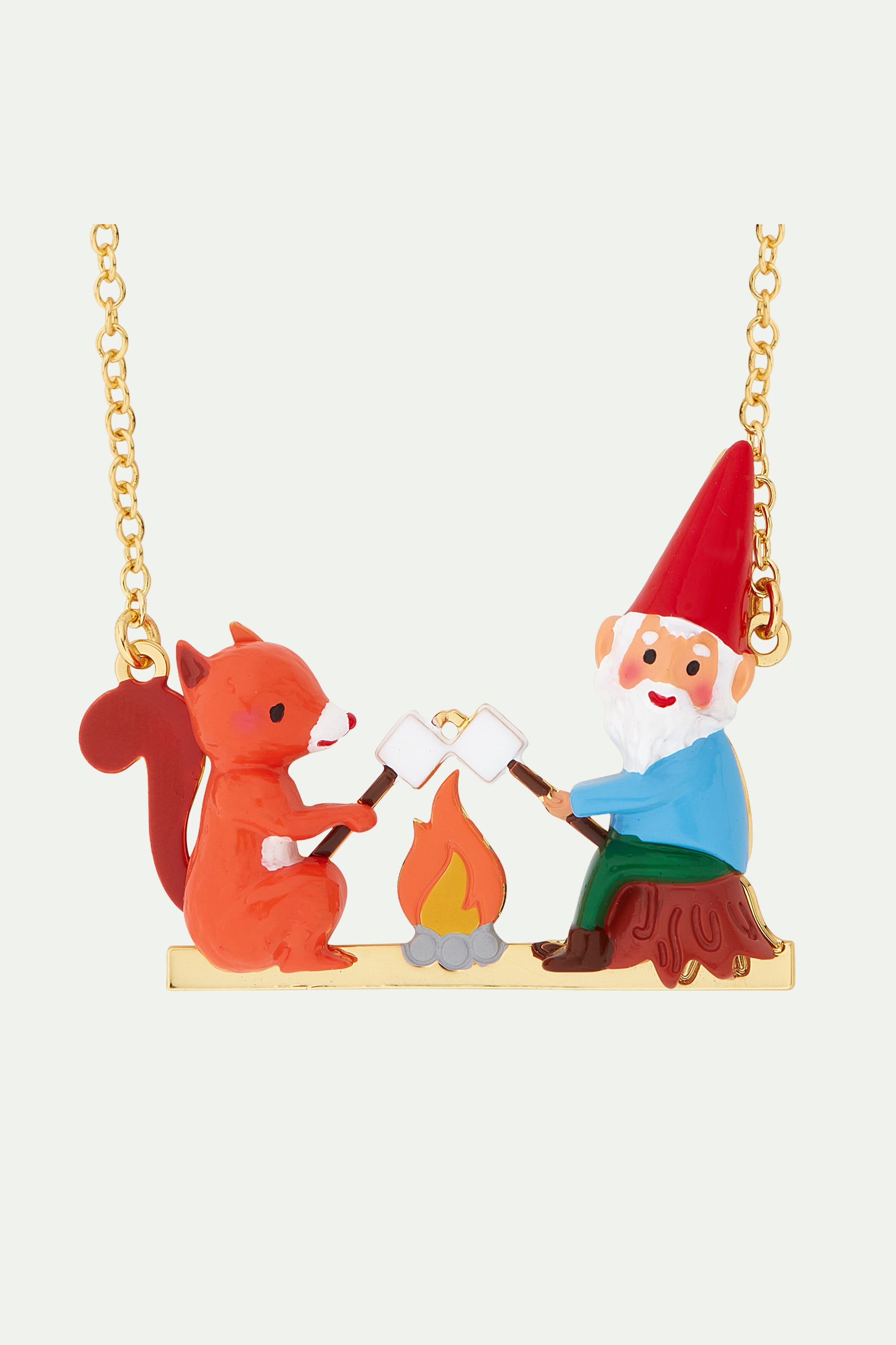 Squirrel, gnome and marshmallow statement necklace