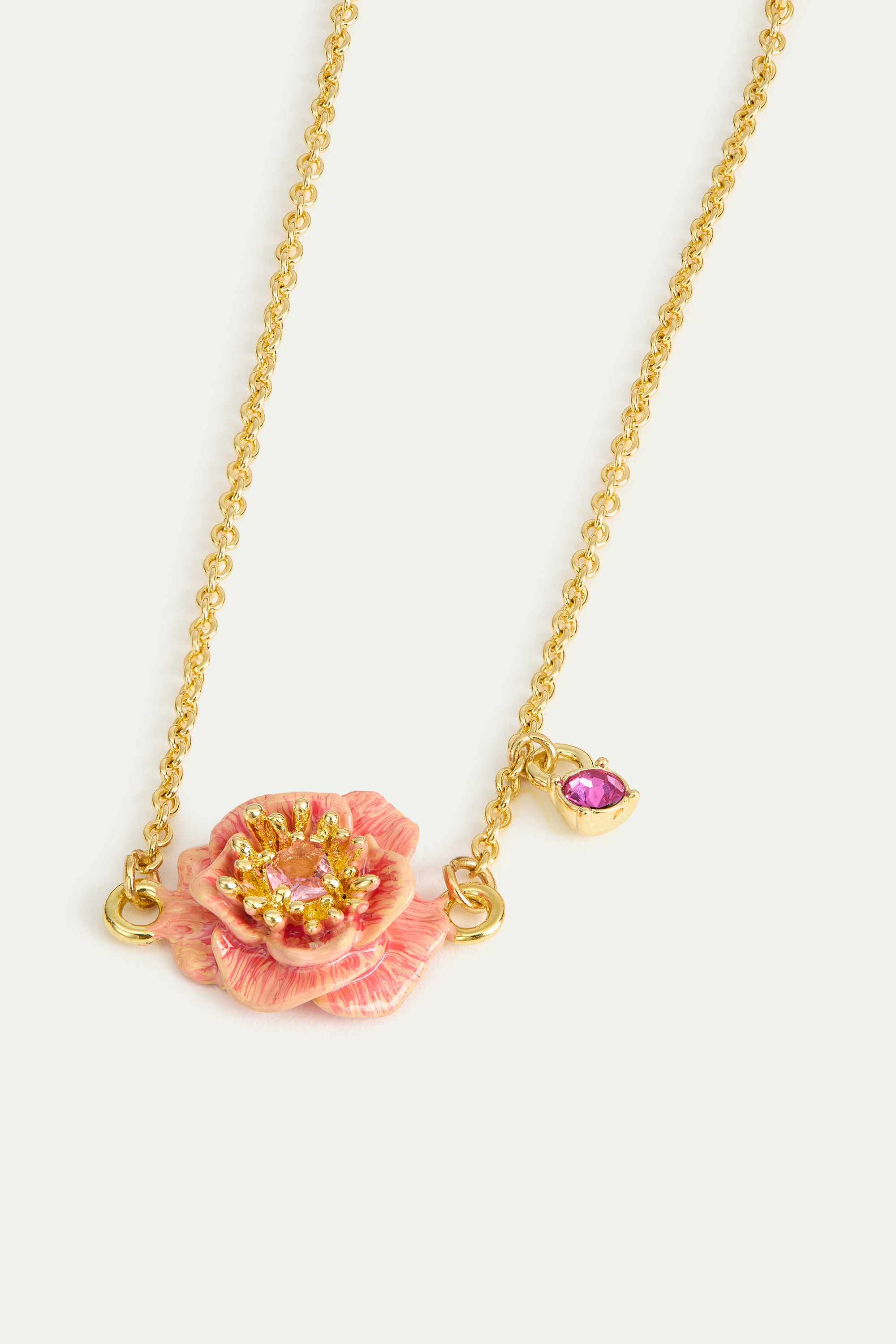 Fine bracelet with pink anemone and crystal