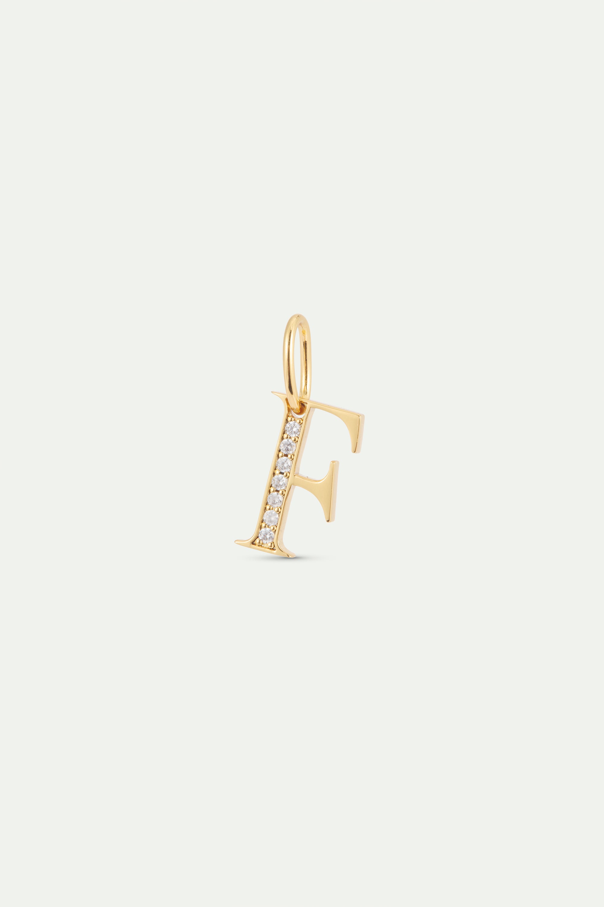 Pendentif lettre F dorée et cristaux