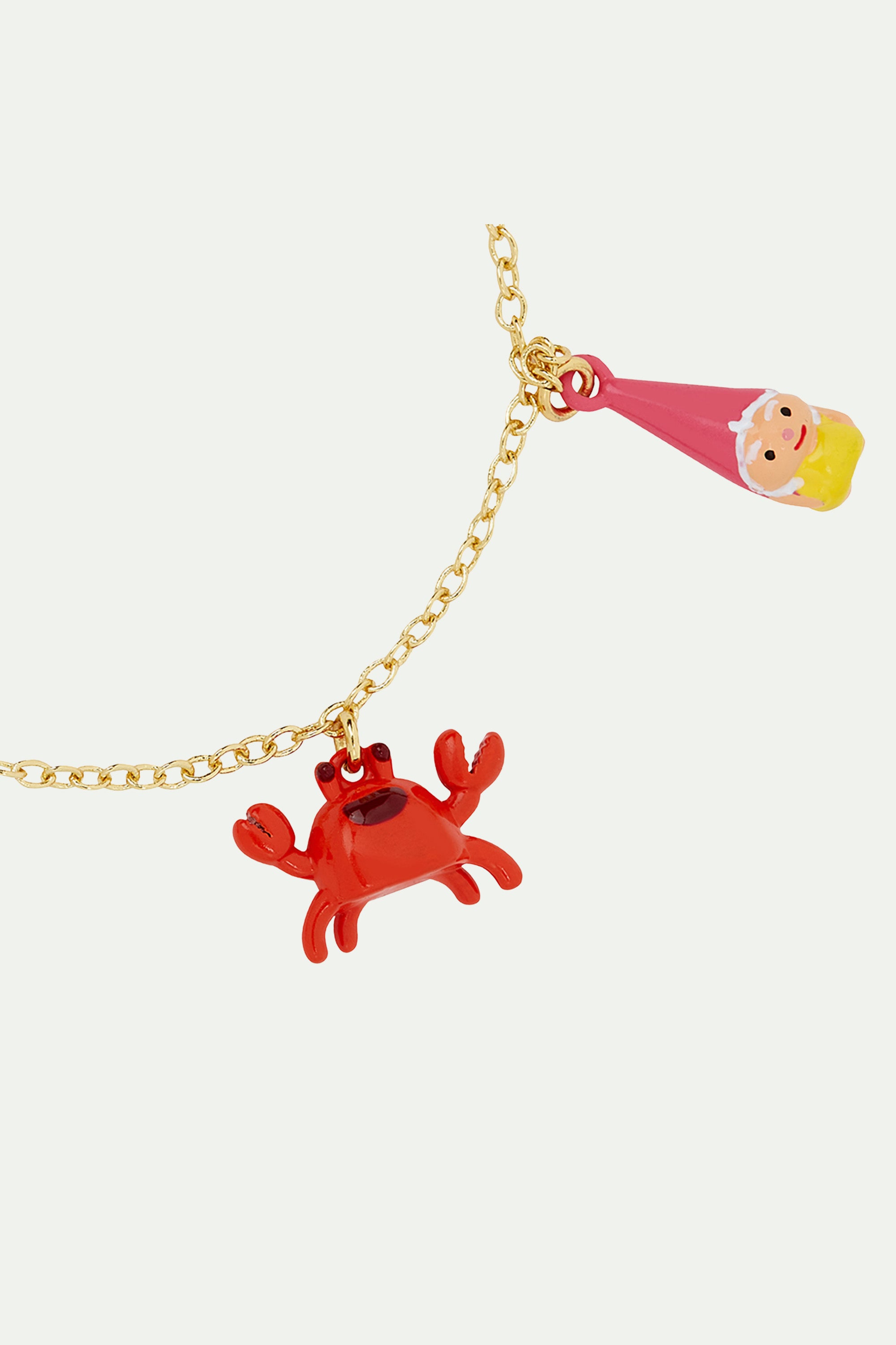 Garden gnome and red crab charm bracelet 