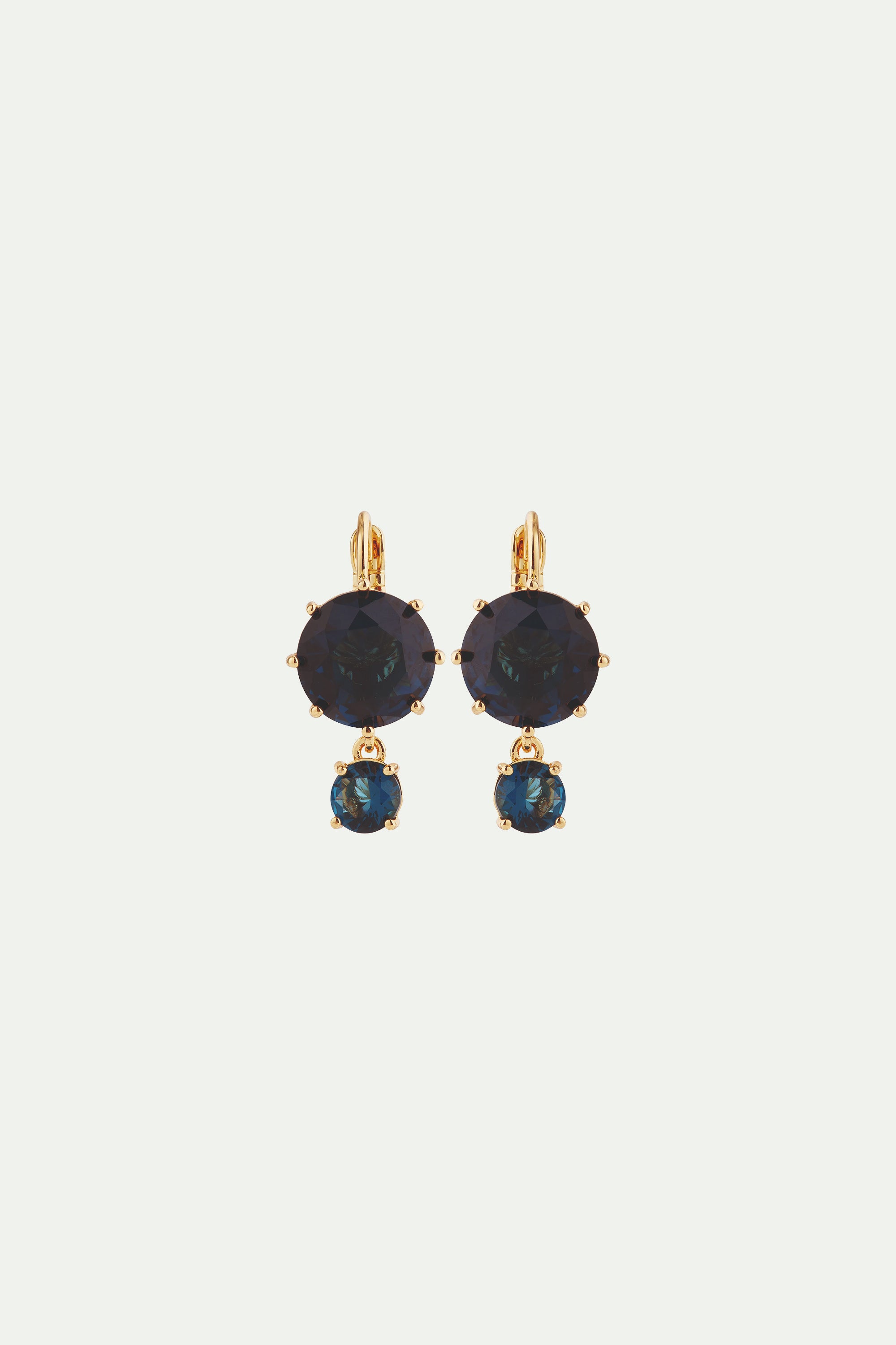 Ocean blue diamantine 2 round stone sleeper earrings