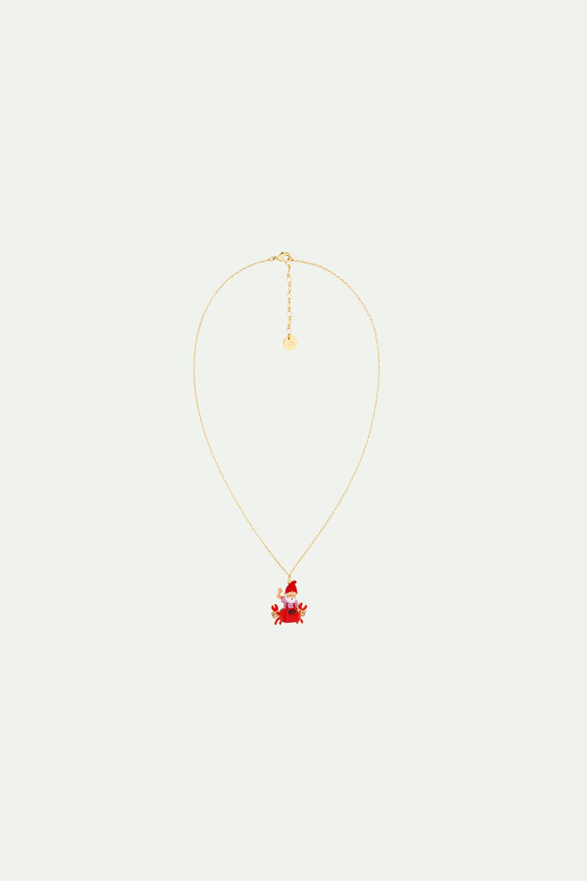 Collier pendentif nain de jardin et crabe rouge