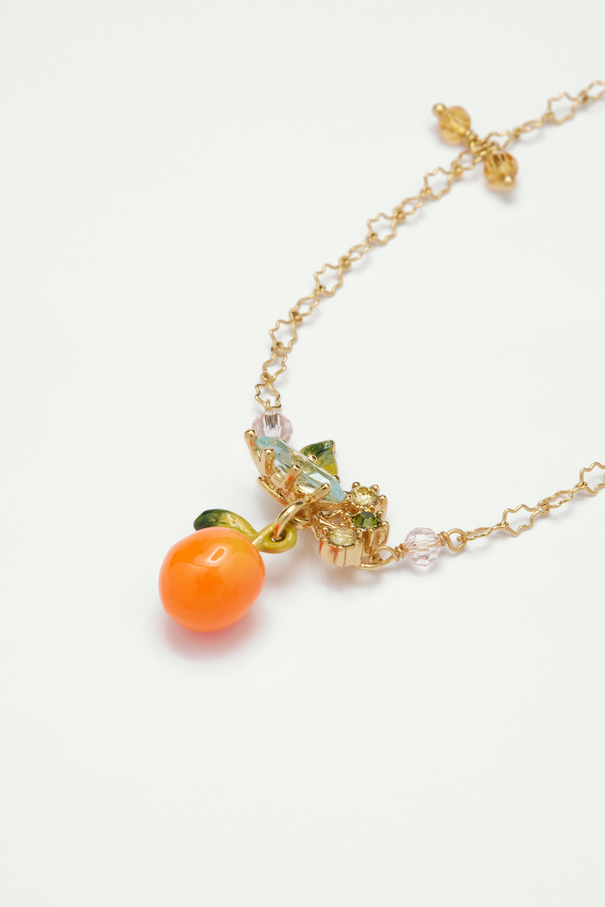 Bracelet fin orange et petites feuilles