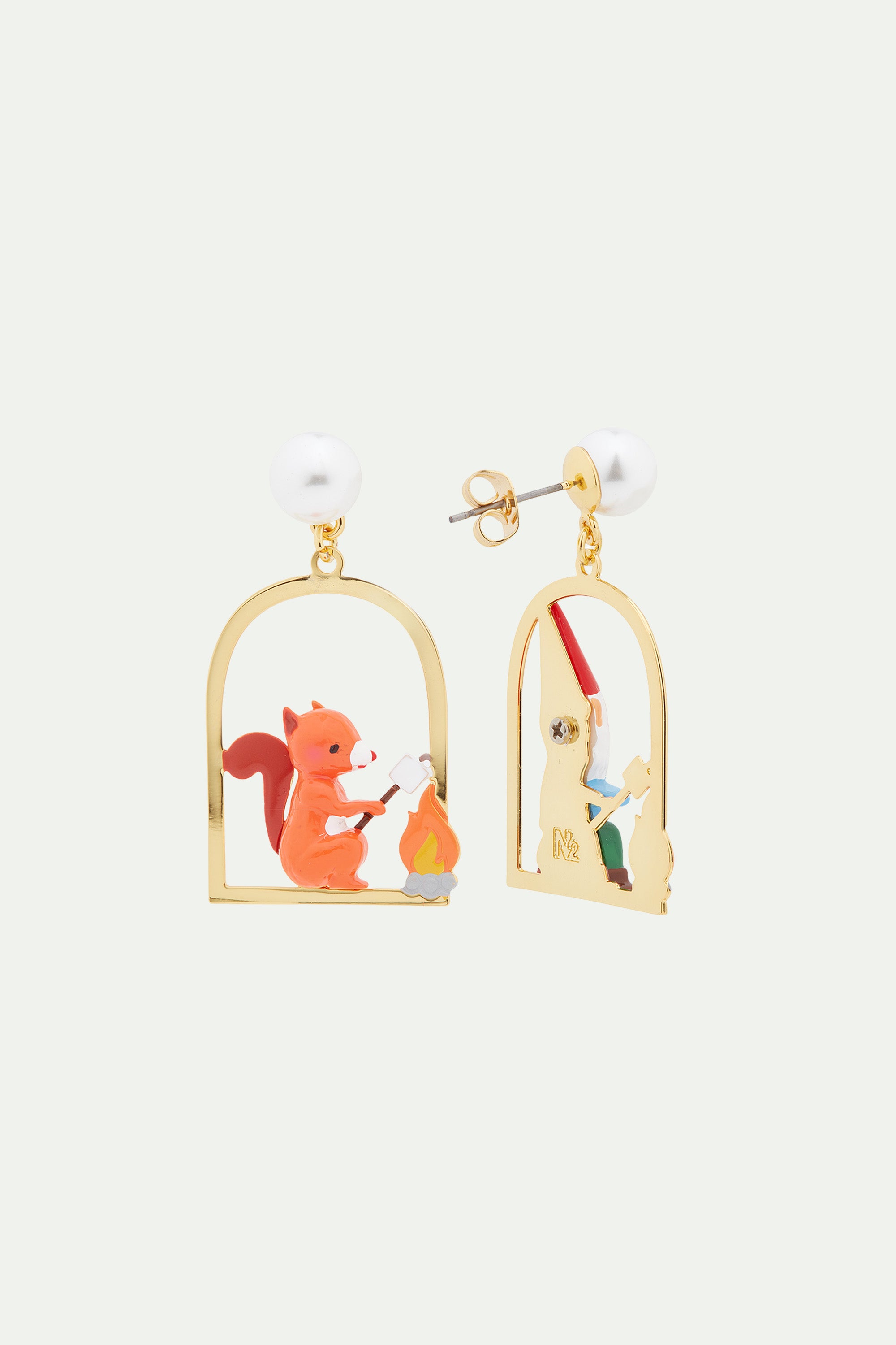 Squirrel, gnome and marshmallow clip-on earrings
