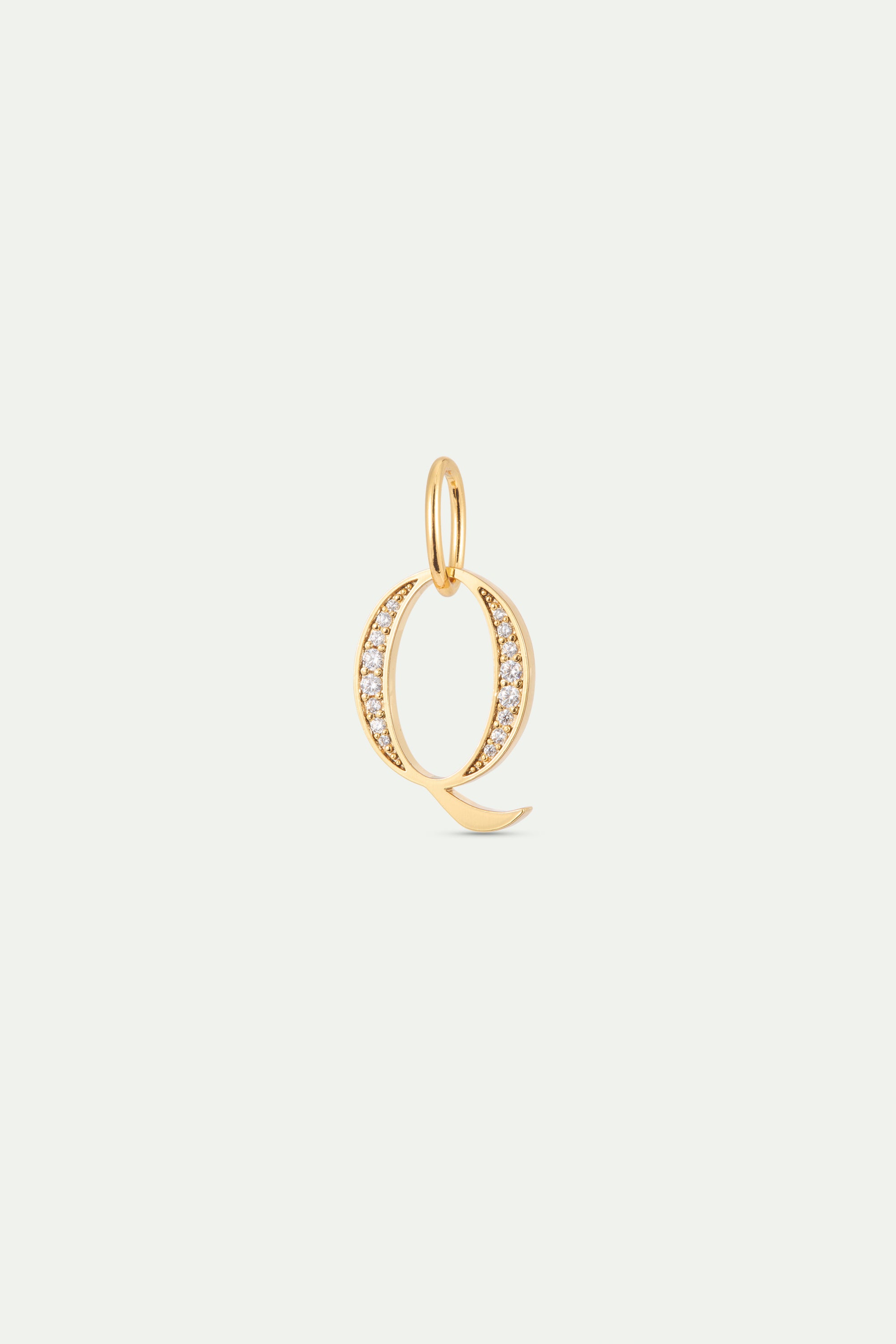 Pendentif lettre Q dorée et cristaux