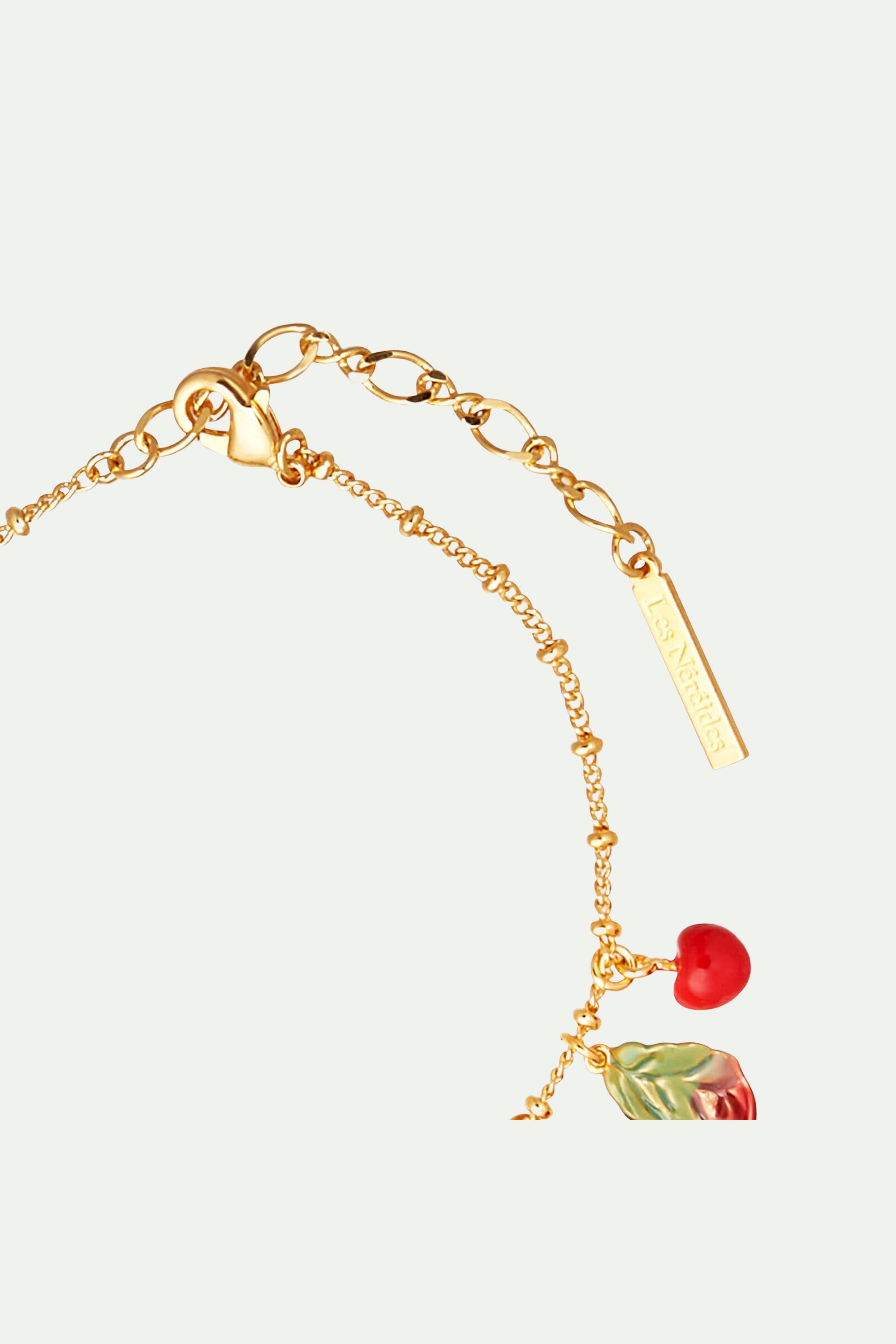 Bracelet charm's cerises et feuilles