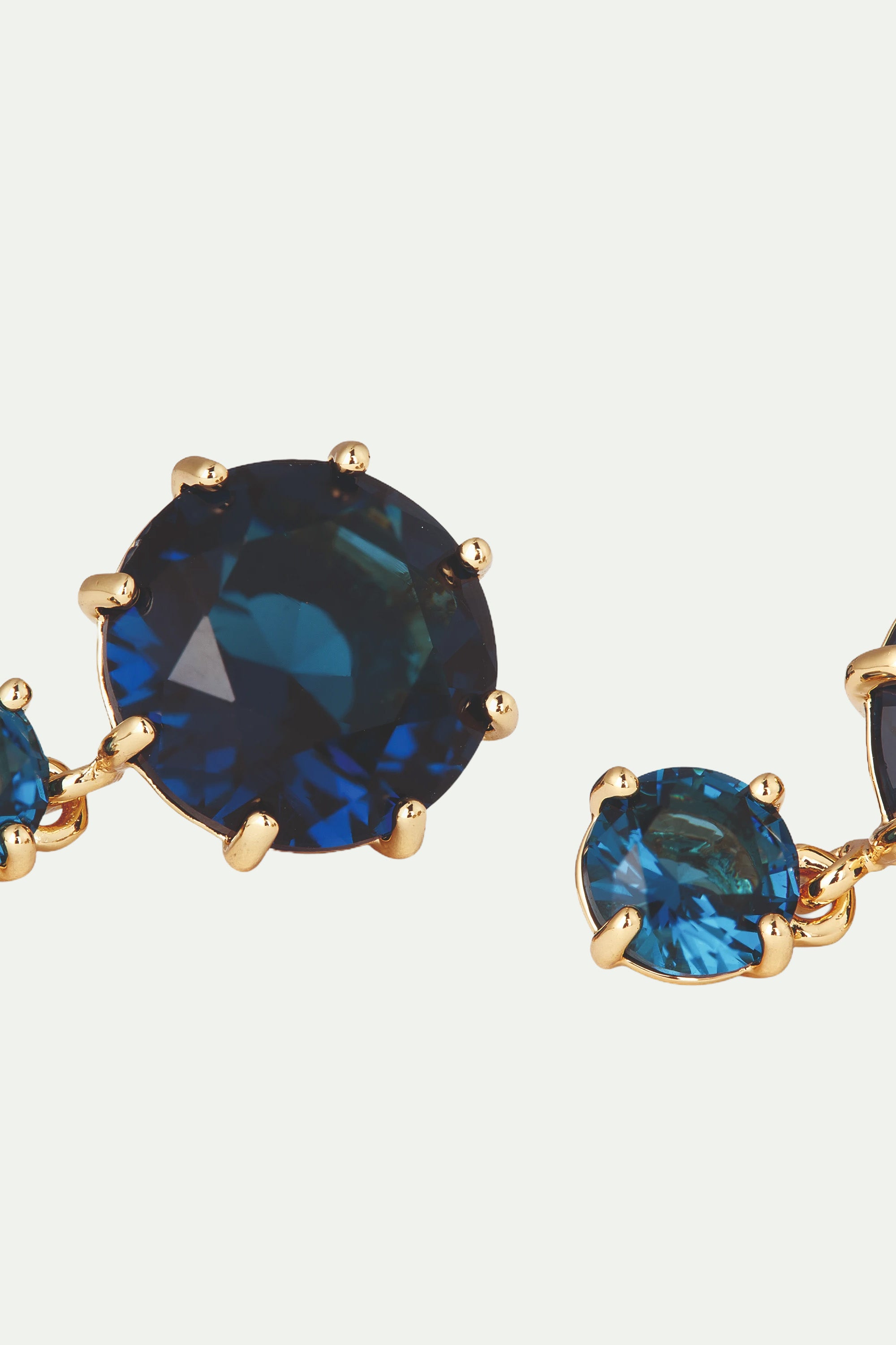 Boucles d'oreilles dormeuses 2 pierres rondes La Diamantine Bleu Océan