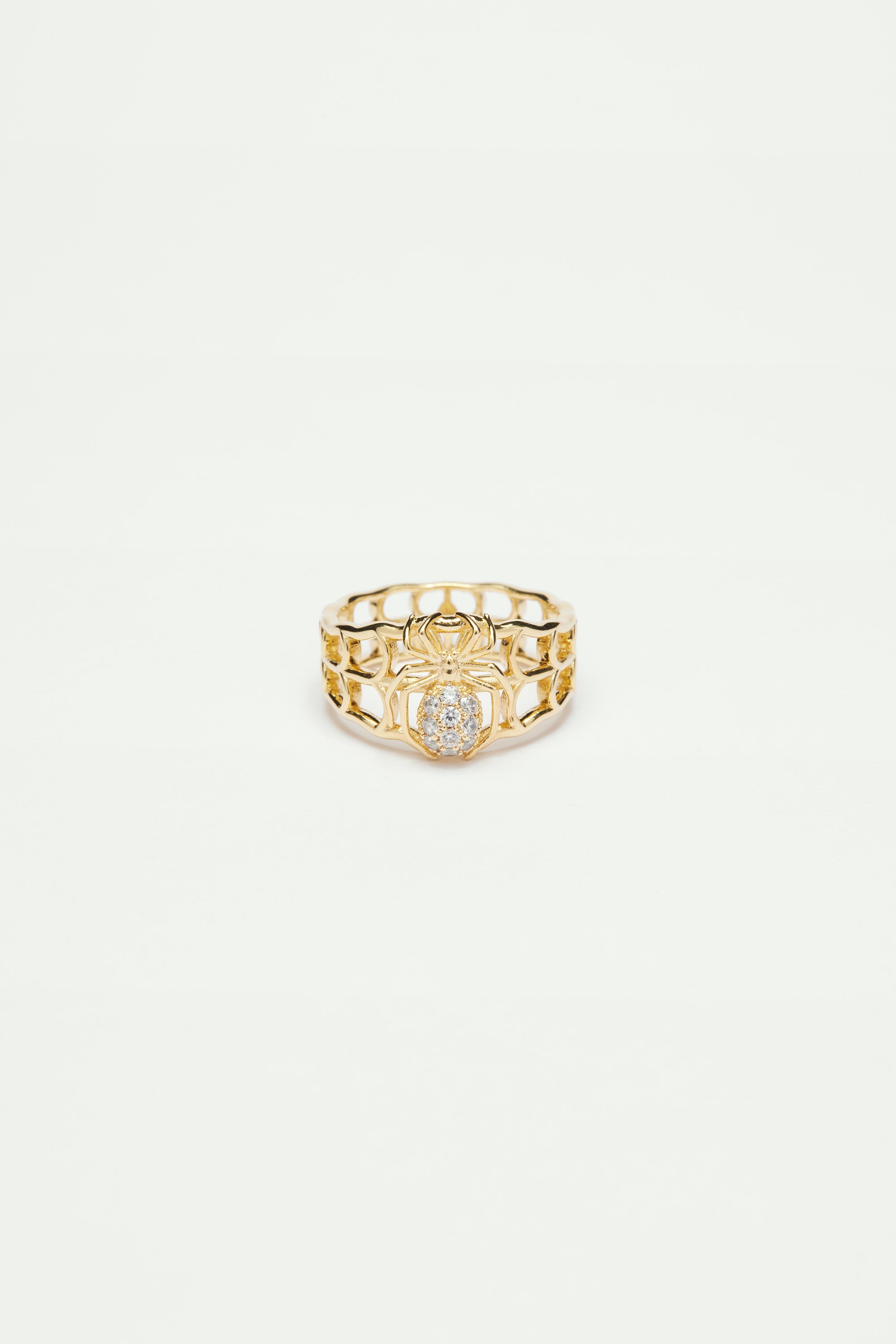 Bague ajourée araignée et cristaux