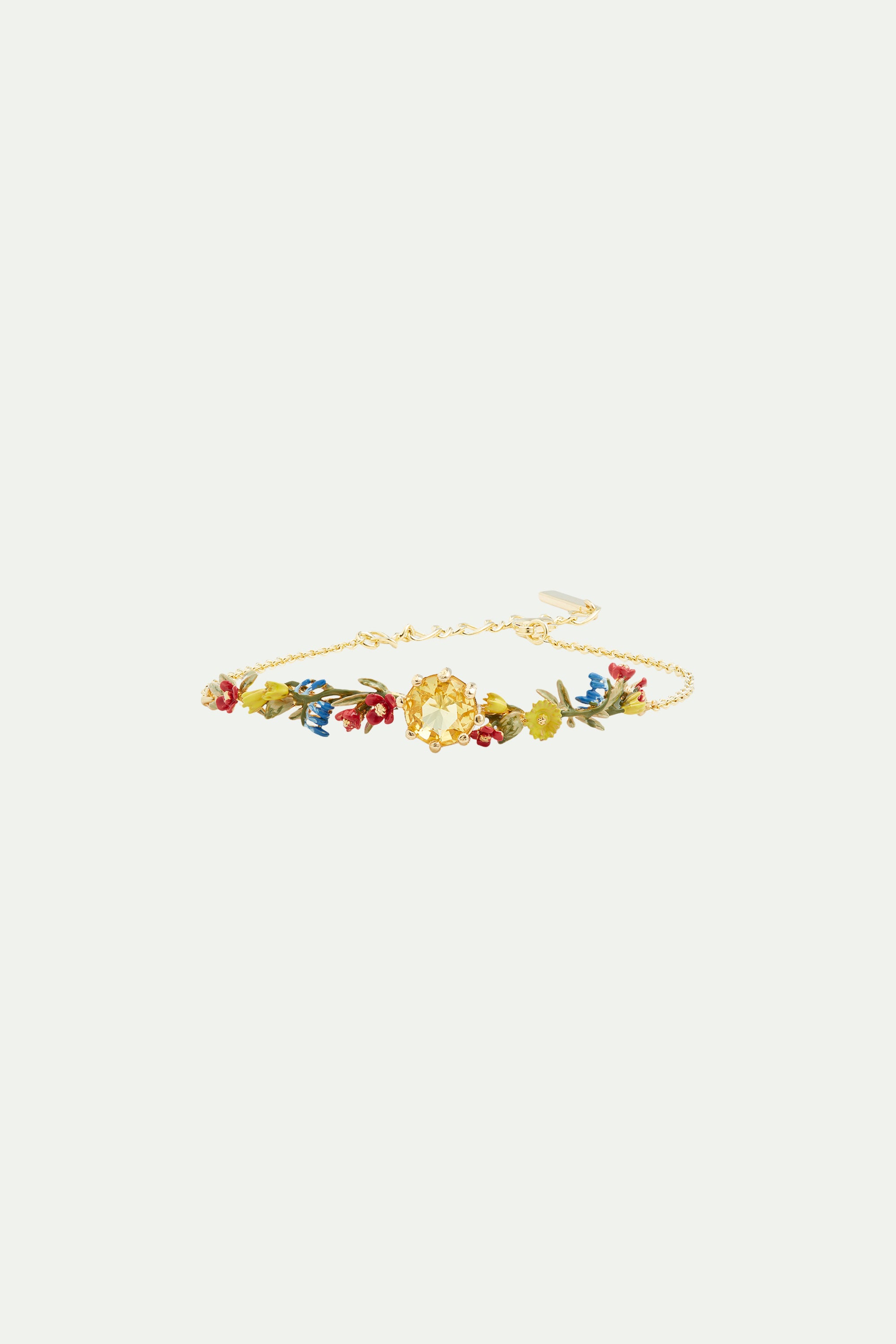 Autumn flower and round stone fine  bracelet