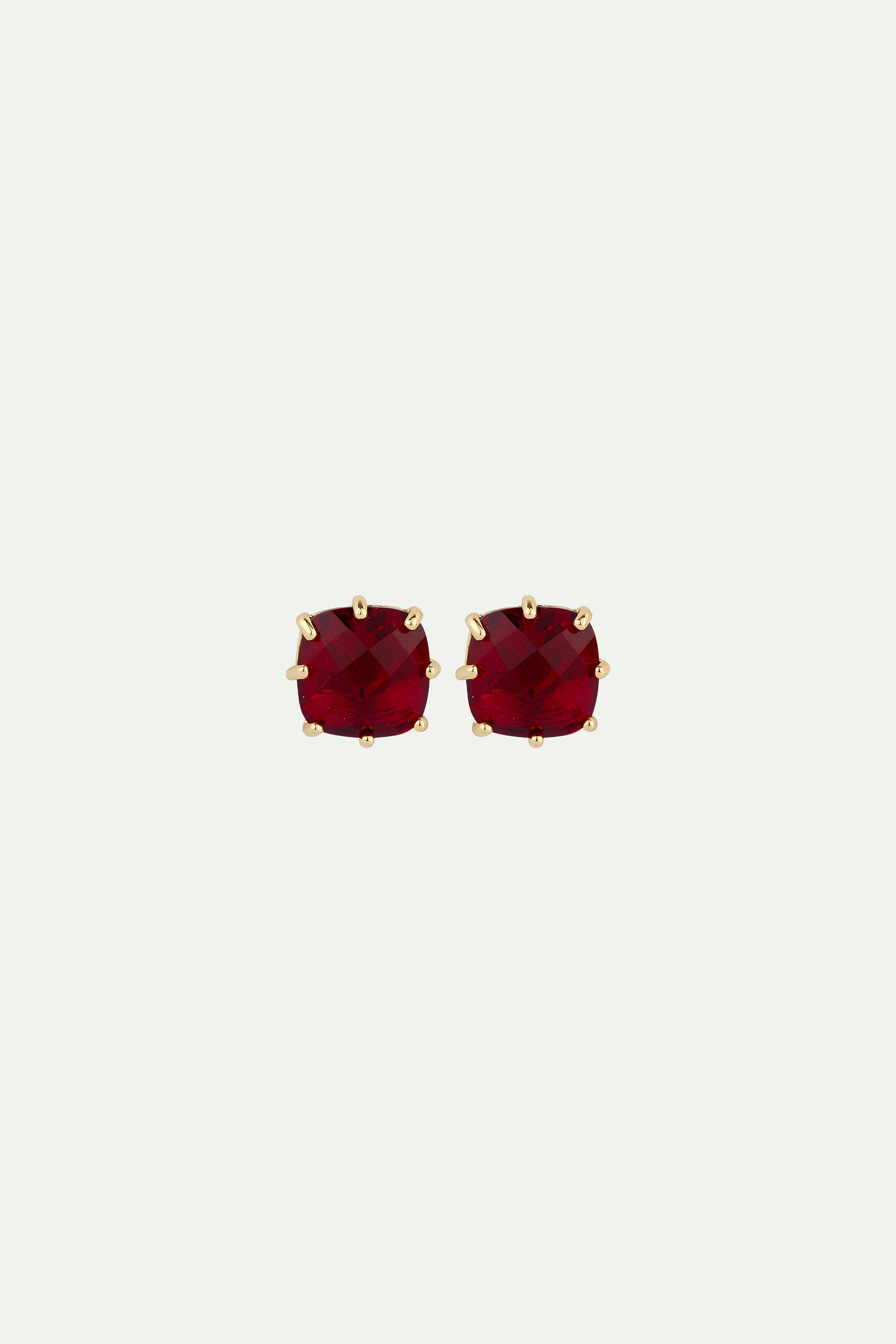 Boucles d'oreilles pierre carrée La Diamantine Rouge Grenat