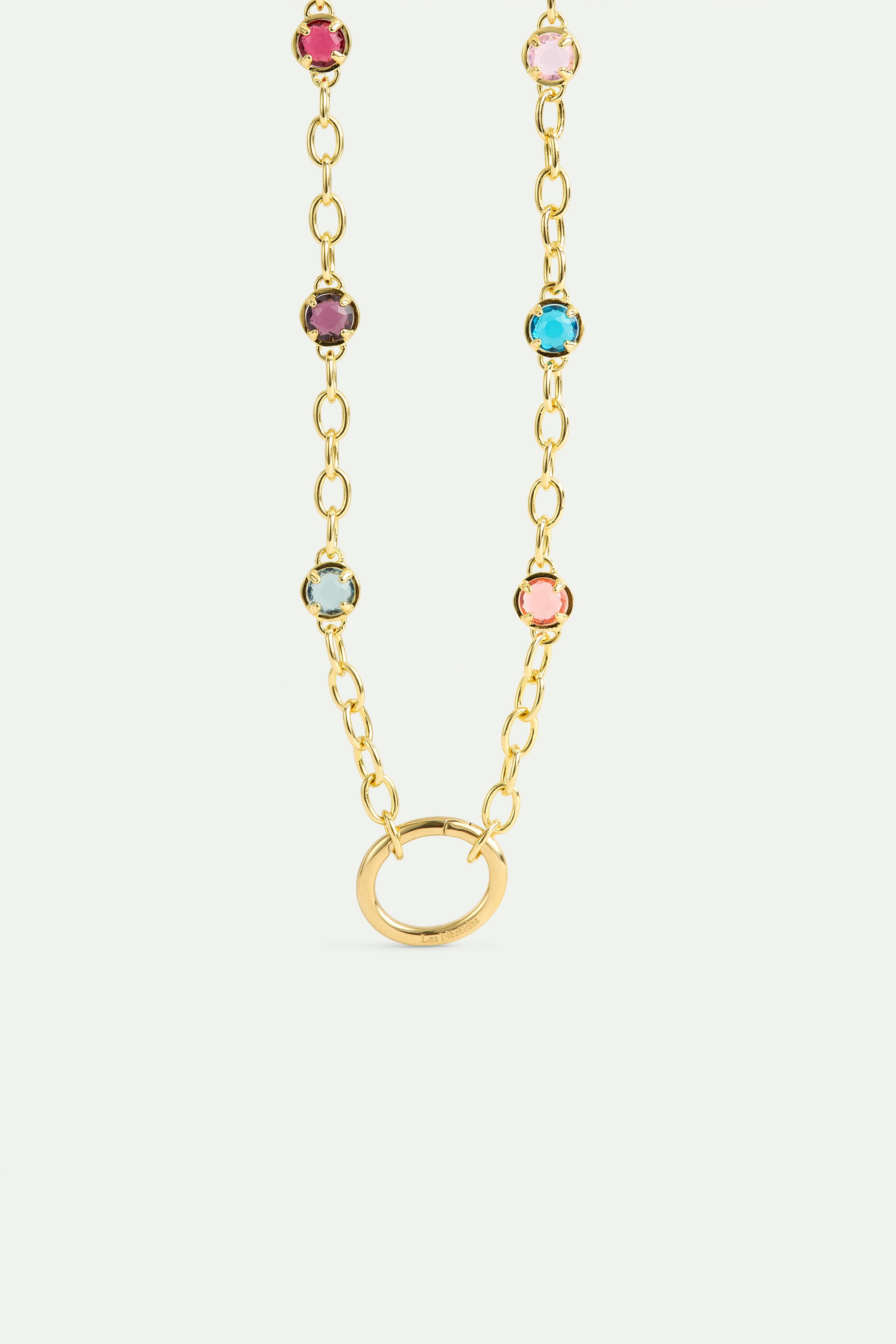 Chaine pour collier pendentif et cristaux multicolores