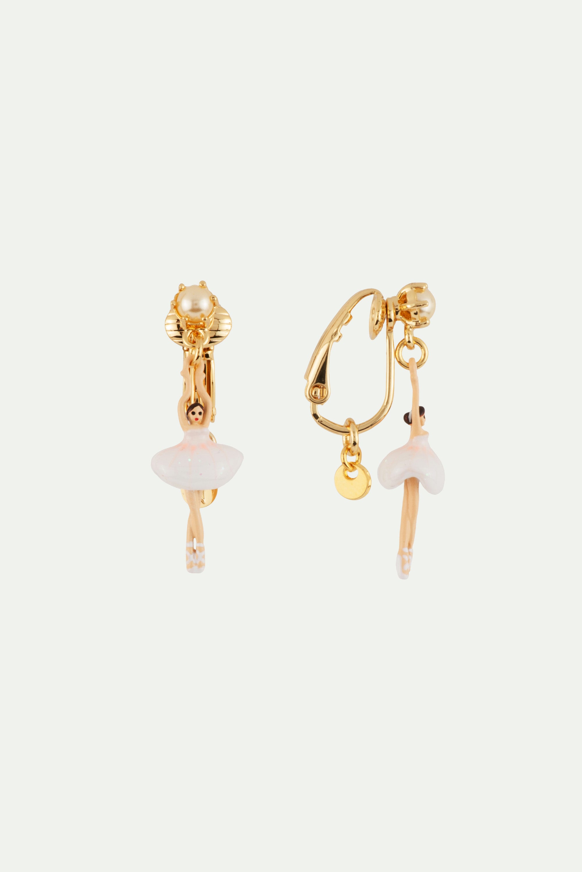 Clip on earrings with mini ballerina in a red tutu