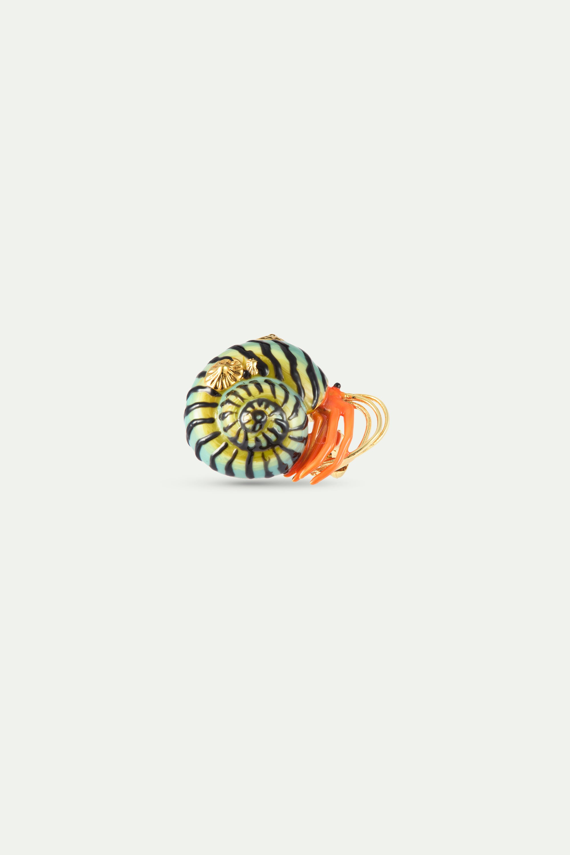 Broche bernard l'hermite vert et orange