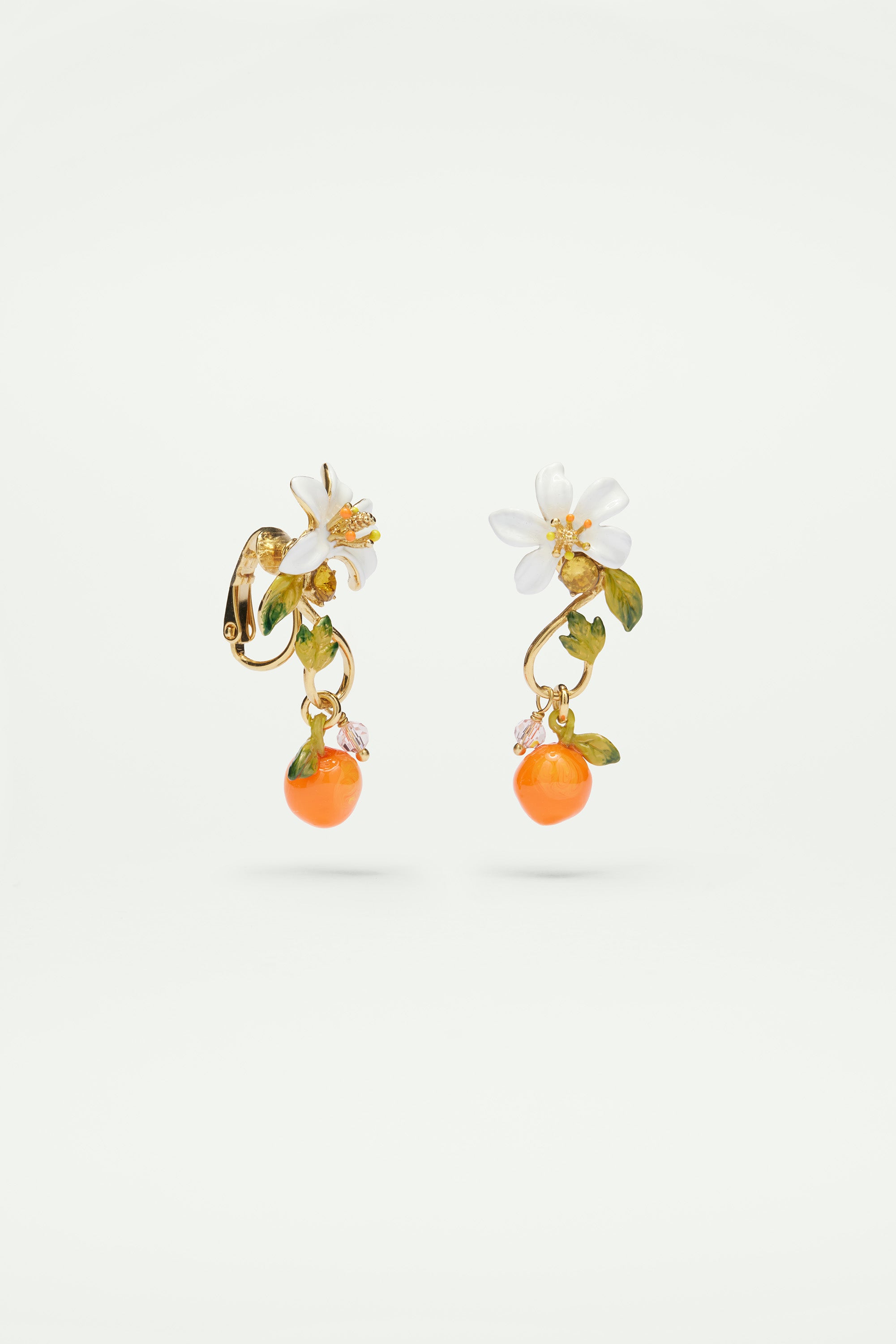 Orange and orange blossom baroque style Clip on earrings